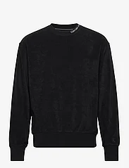 Calvin Klein Jeans - EMBRO NECK TOWELLING CREWNECK - sweatshirts - ck black - 0