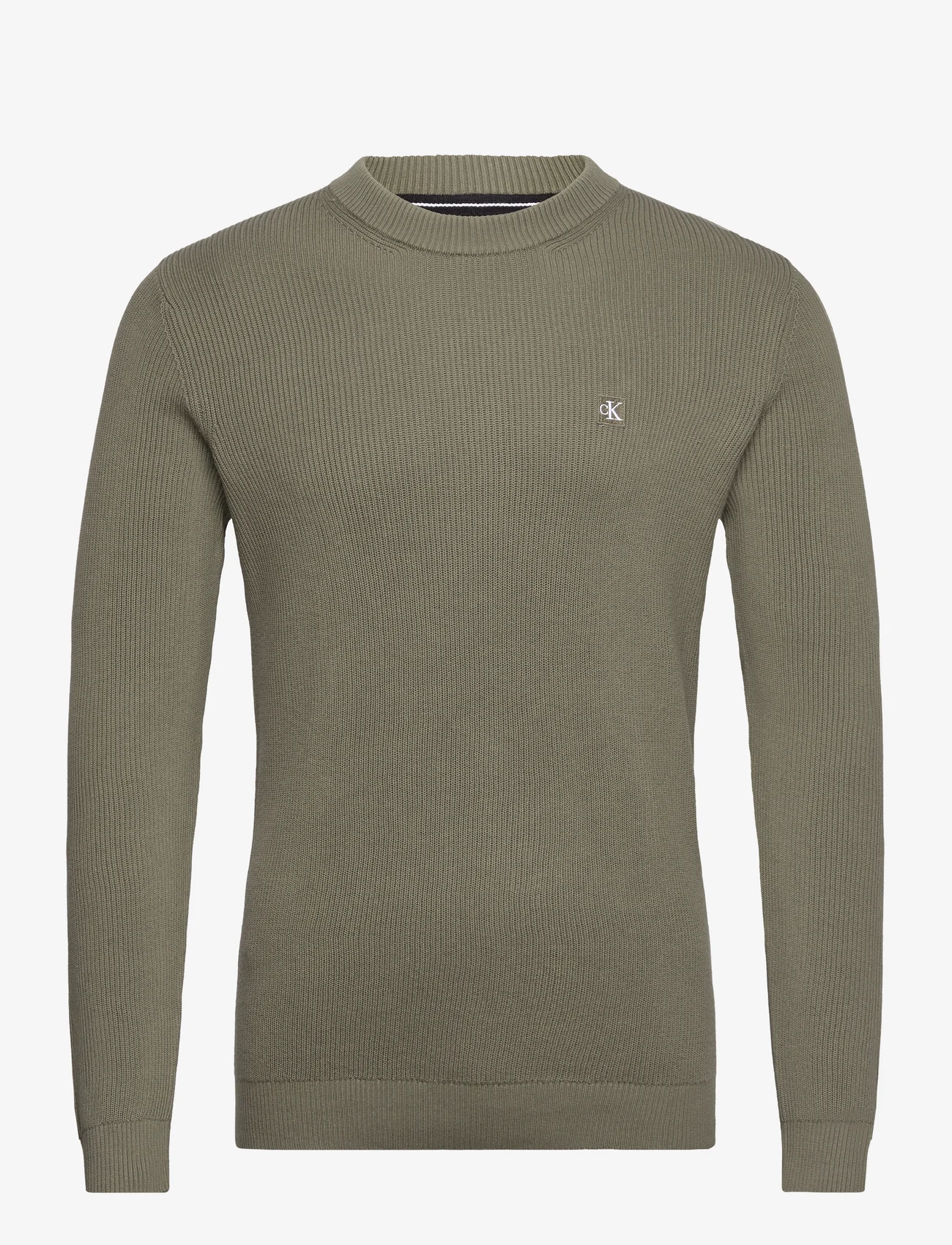 Calvin Klein Jeans - CK EMBRO BADGE SWEATER - knitted round necks - dusty olive - 0