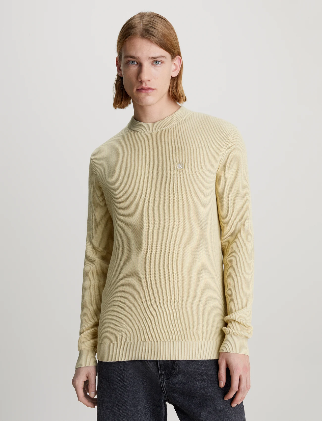 Calvin Klein Jeans - CK EMBRO BADGE SWEATER - knitted round necks - green haze - 1
