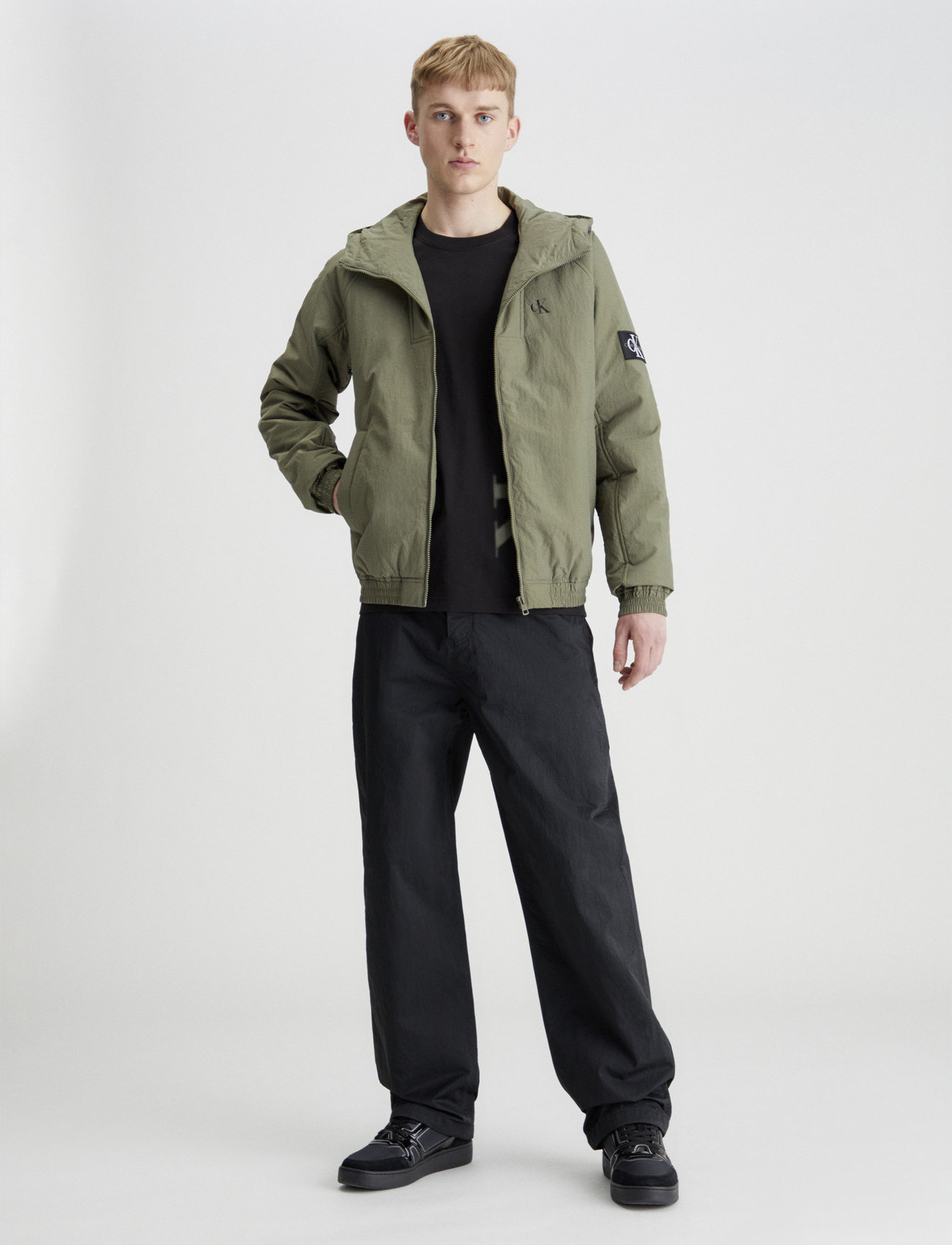Calvin Klein Jeans - HOODED PADDED HARRINGTON - down jackets - dusty olive - 0