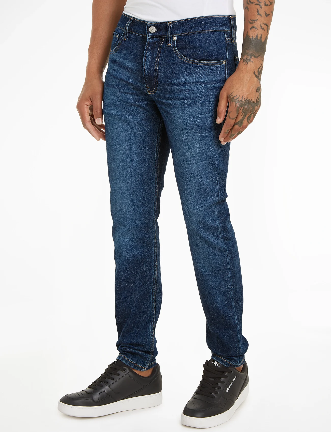 Calvin Klein Jeans - SLIM TAPER - kitsad teksad - denim dark - 1
