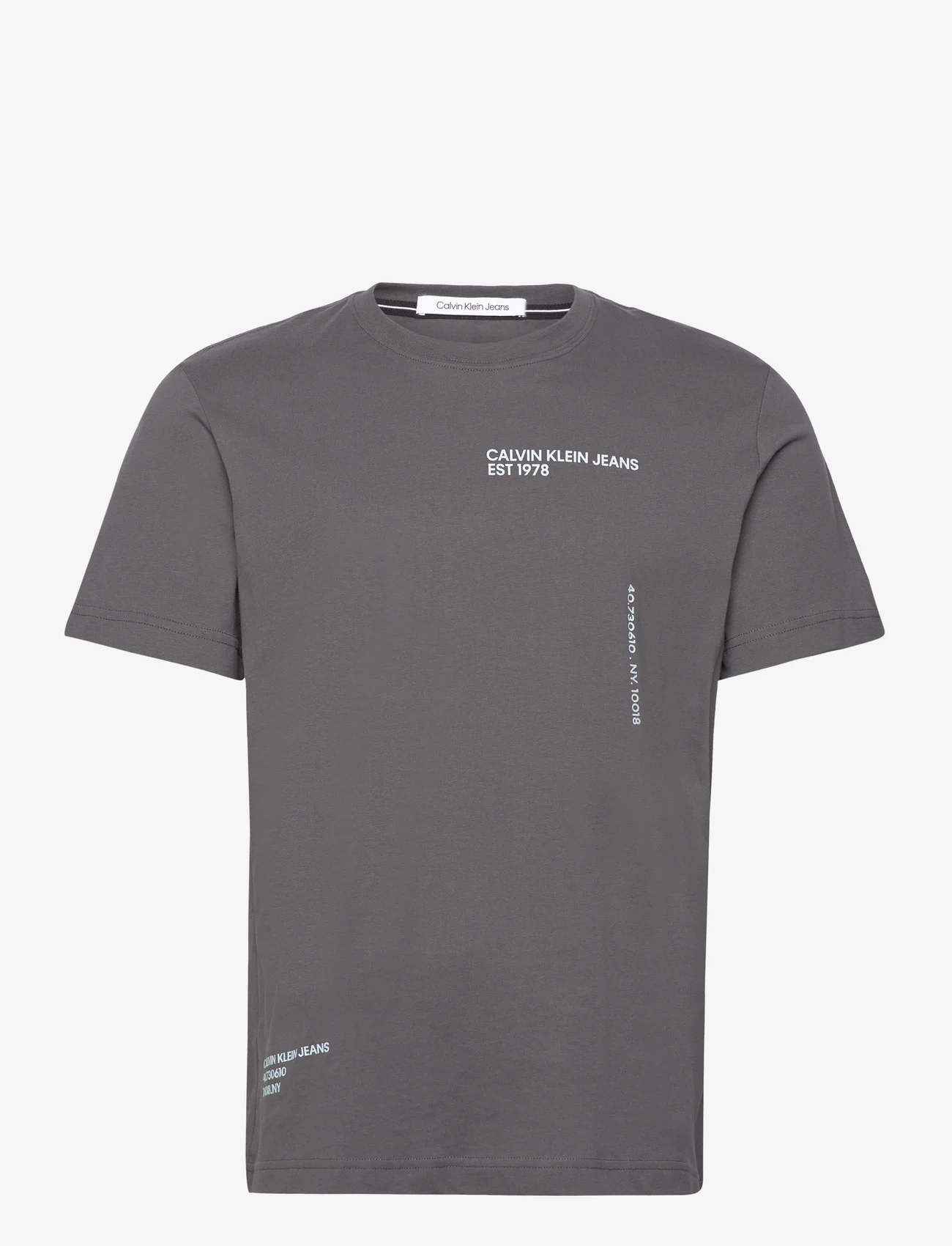 Calvin Klein Jeans - MULTIPLACEMENT TEXT TEE - kortärmade t-shirts - dark grey - 0
