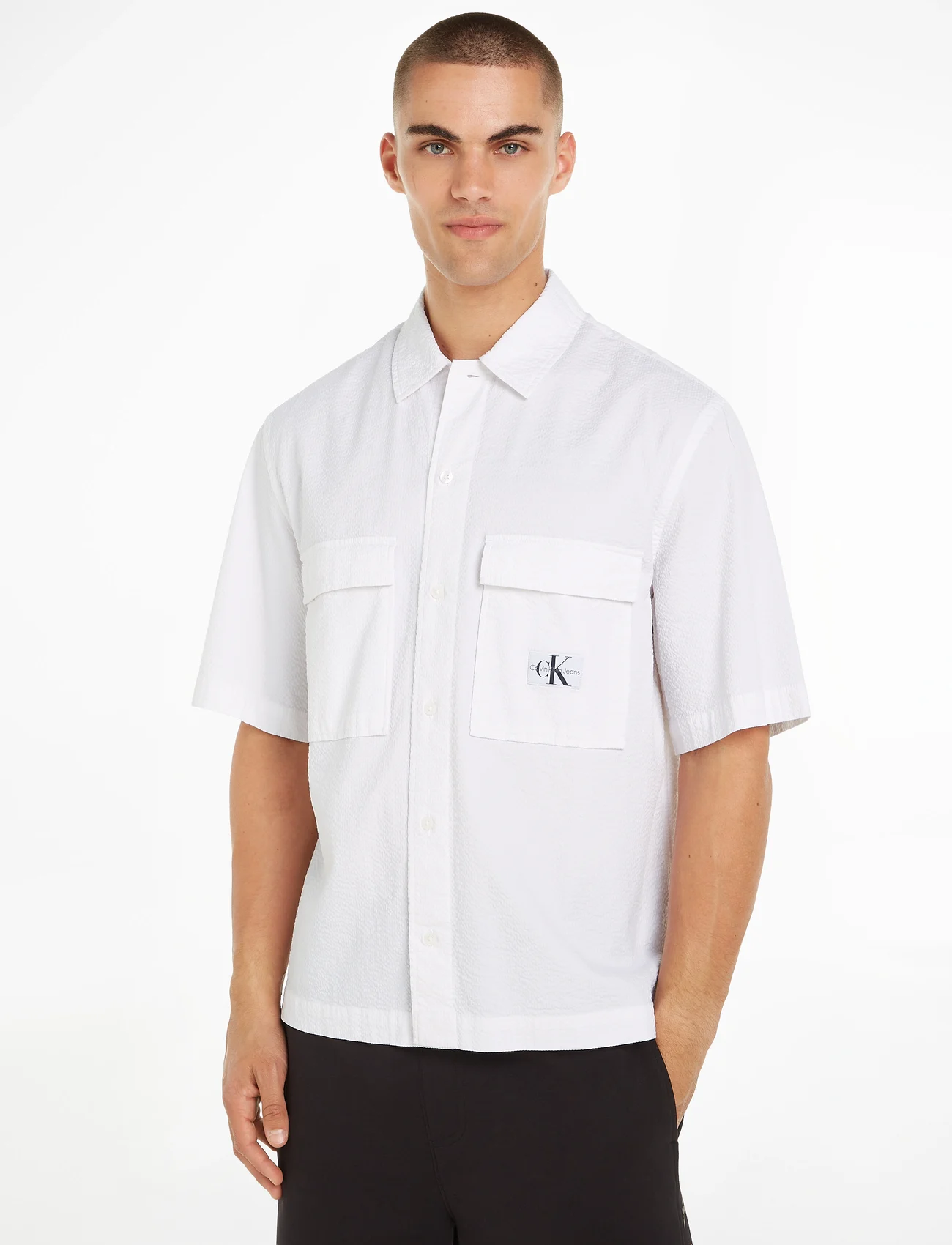 Calvin Klein Jeans - SEERSUCKER SS SHIRT - basic skjortor - bright white - 1