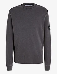 Calvin Klein Jeans - WASHED BADGE WAFFLE LS TEE - knitted round necks - washed black - 0