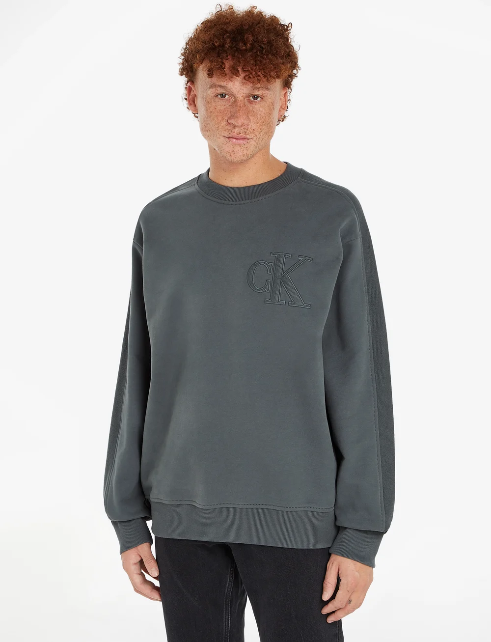 Calvin klein grey crew neck discount
