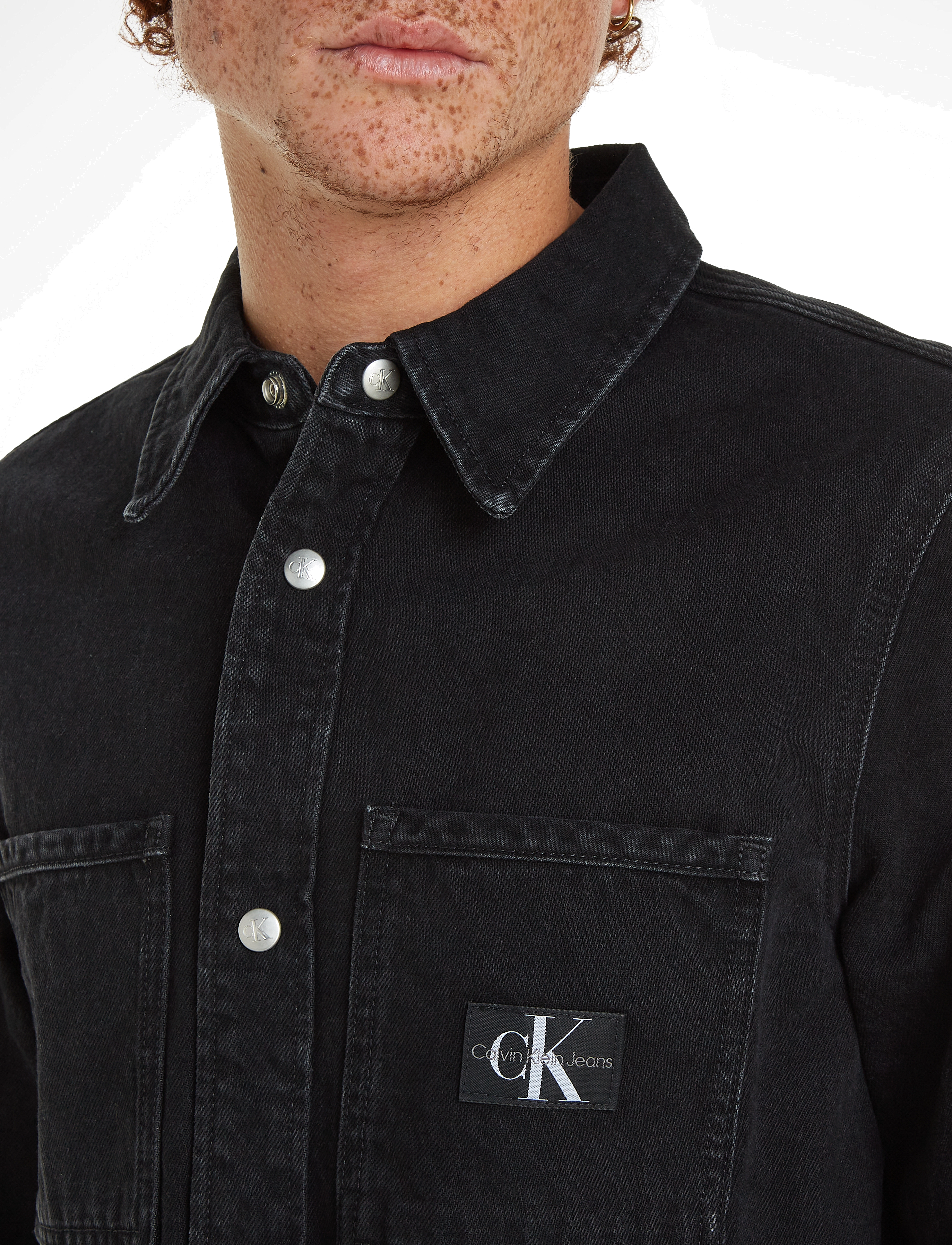 Calvin Klein Jeans - REGULAR LINEAR SHIRT - denim black - 4