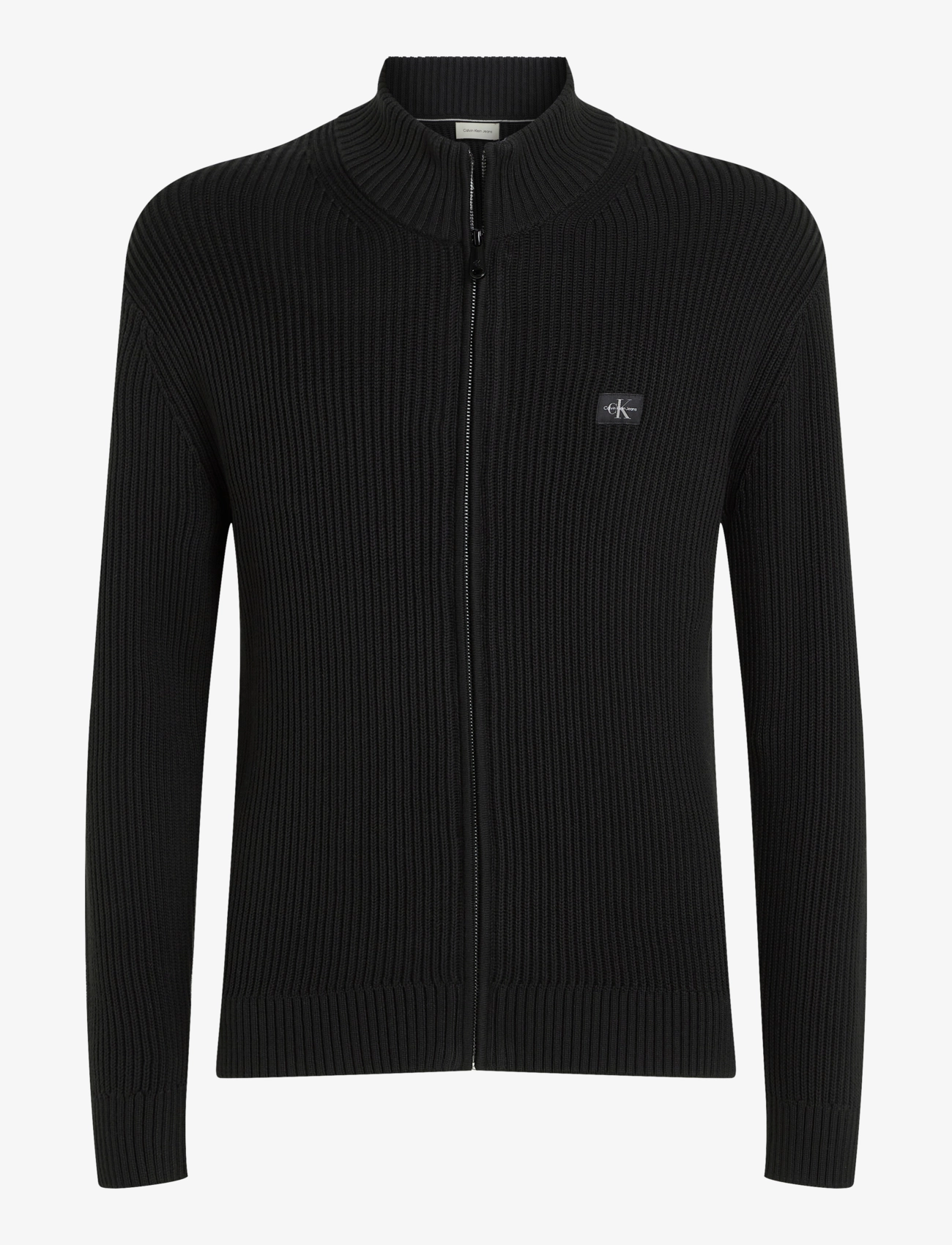 Calvin Klein Jeans - WOVEN LABEL ZIP THROUGH SWEATER - ck black - 1