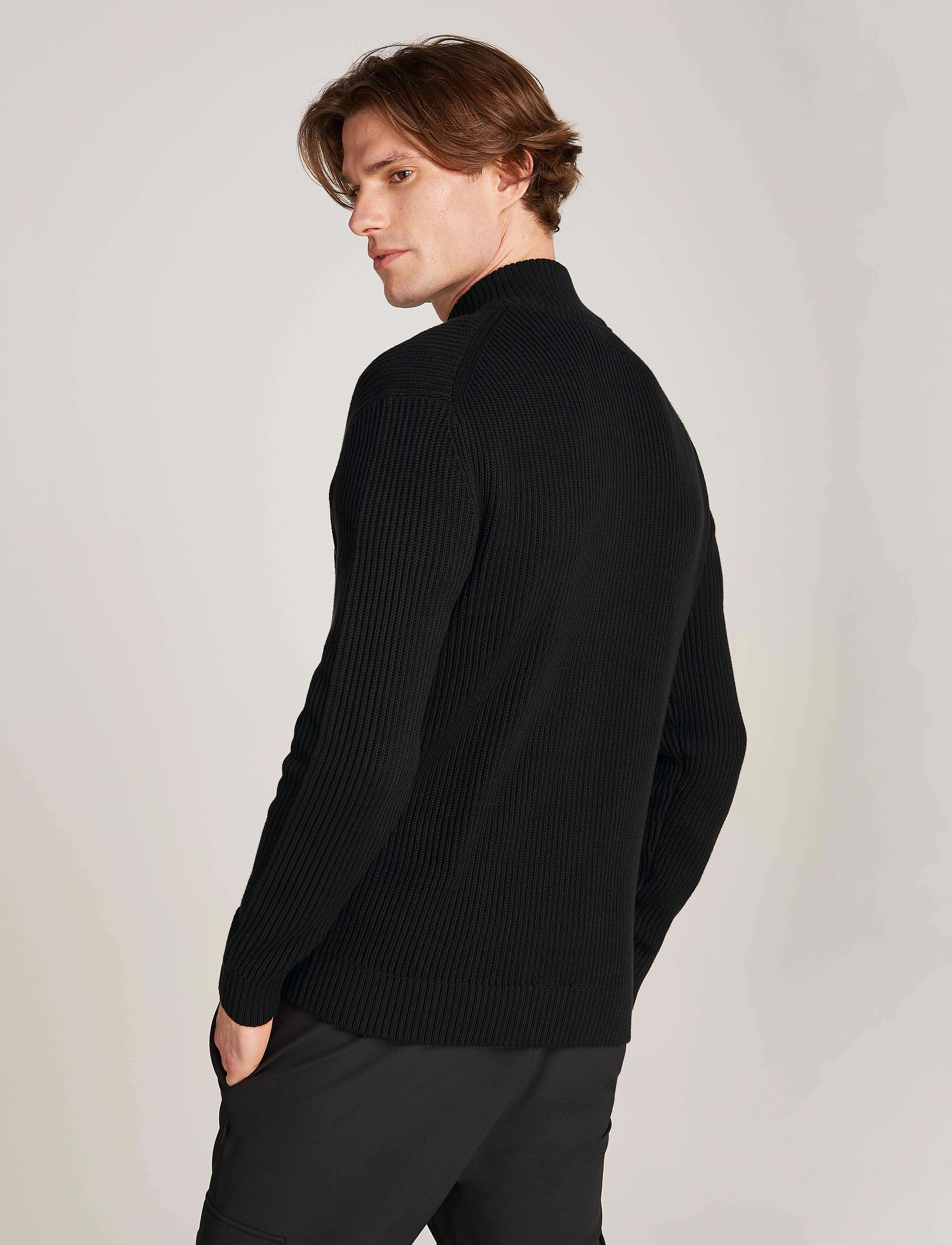 Calvin Klein Jeans - WOVEN LABEL ZIP THROUGH SWEATER - ck black - 4