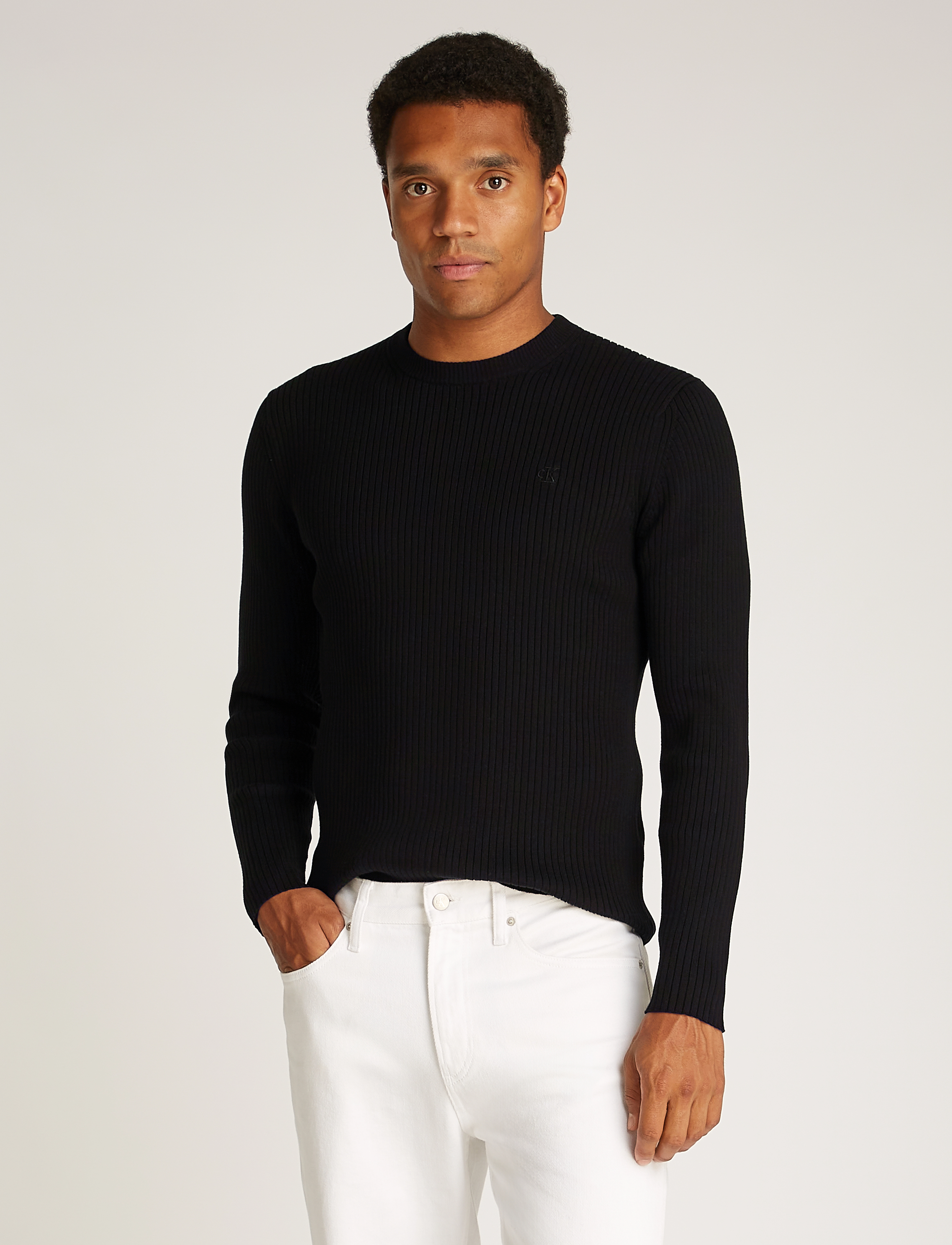 Calvin Klein Jeans - SLIM RIB SWEATER - ck black - 3