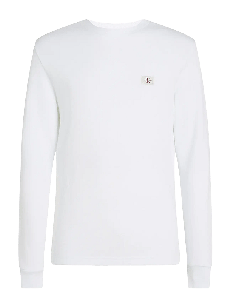 Calvin Klein Jeans - WOVEN LABEL WAFFLE LS TEE - marškinėliai ilgomis rankovėmis - bright white - 1
