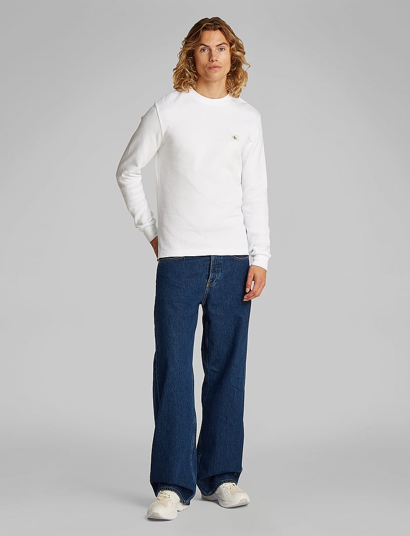 Calvin Klein Jeans - WOVEN LABEL WAFFLE LS TEE - marškinėliai ilgomis rankovėmis - bright white - 3