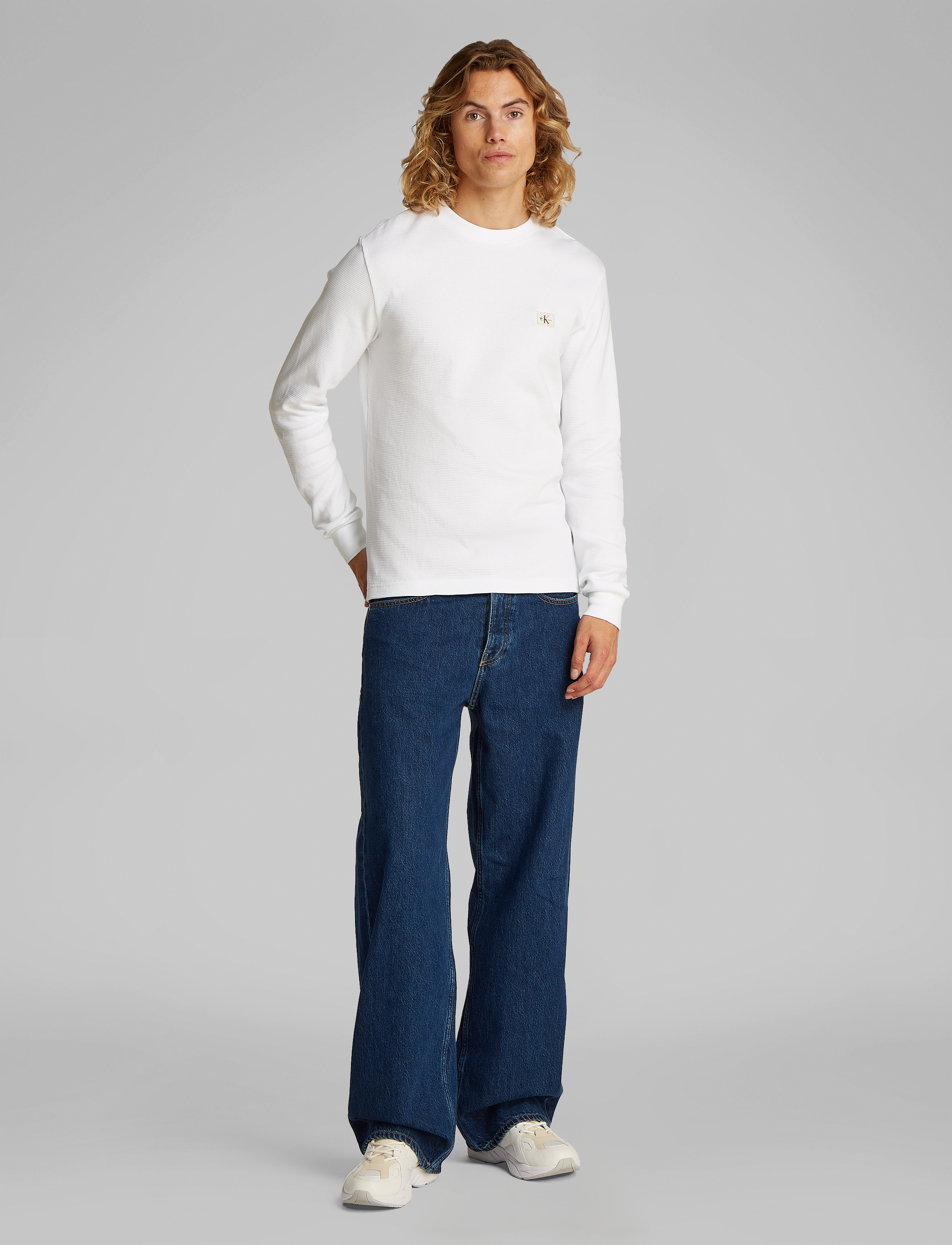 Calvin Klein Jeans - WOVEN LABEL WAFFLE LS TEE - langärmelig - bright white - 3