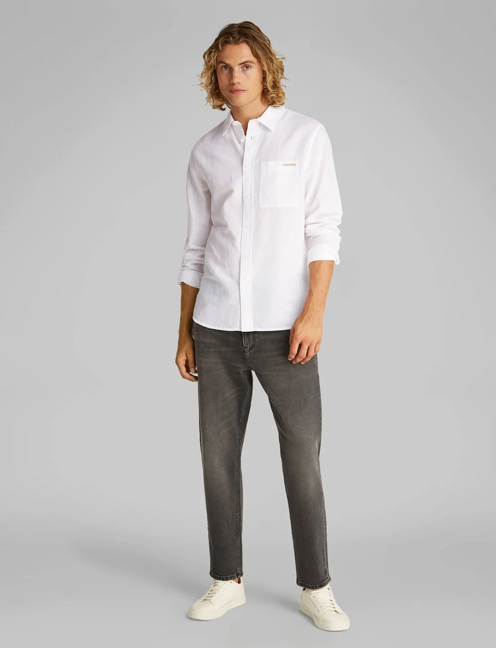 Calvin Klein Jeans - LINEN COTTON SHIRT - linen shirts - bright white - 0