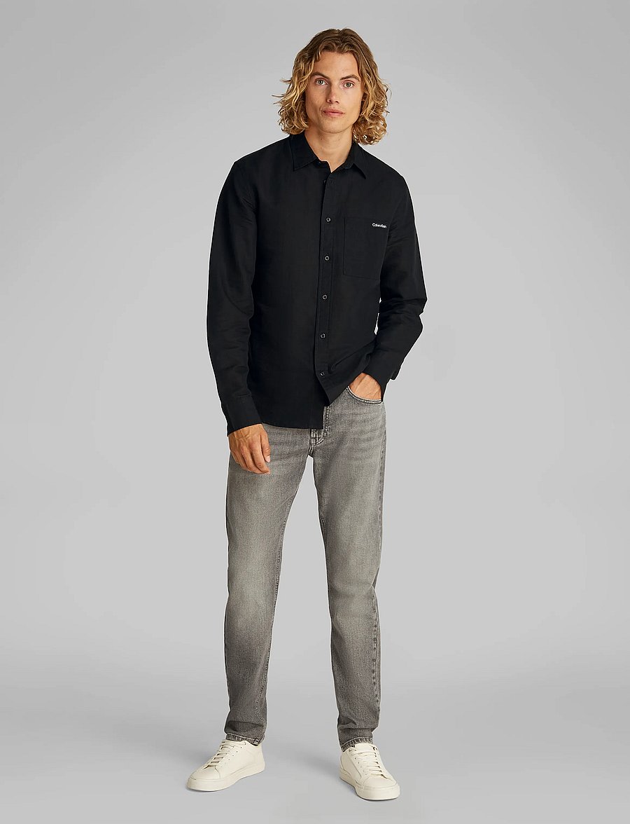 Calvin Klein Jeans - LINEN COTTON SHIRT - leinenhemden - ck black - 0