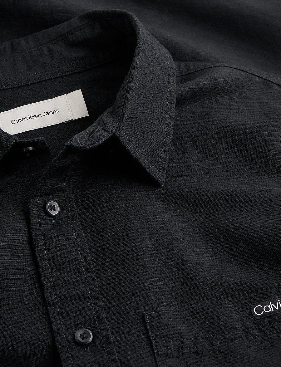 Calvin Klein Jeans - LINEN COTTON SHIRT - leinenhemden - ck black - 4