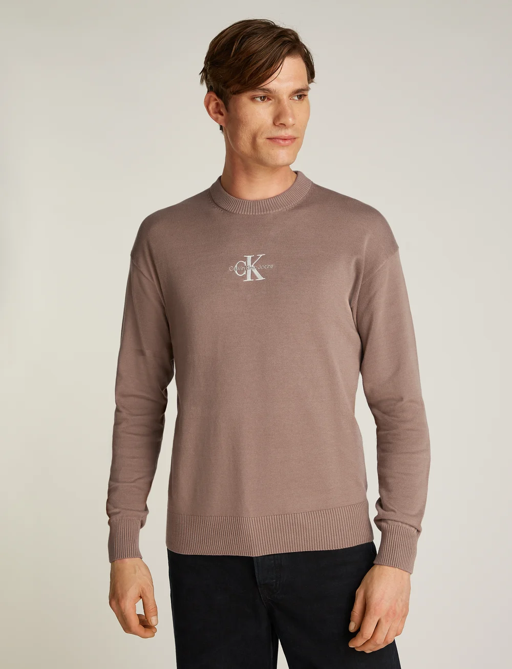 Calvin Klein Jeans - MONOLOGO SWEATER - sweatshirts - taupe gray - 0