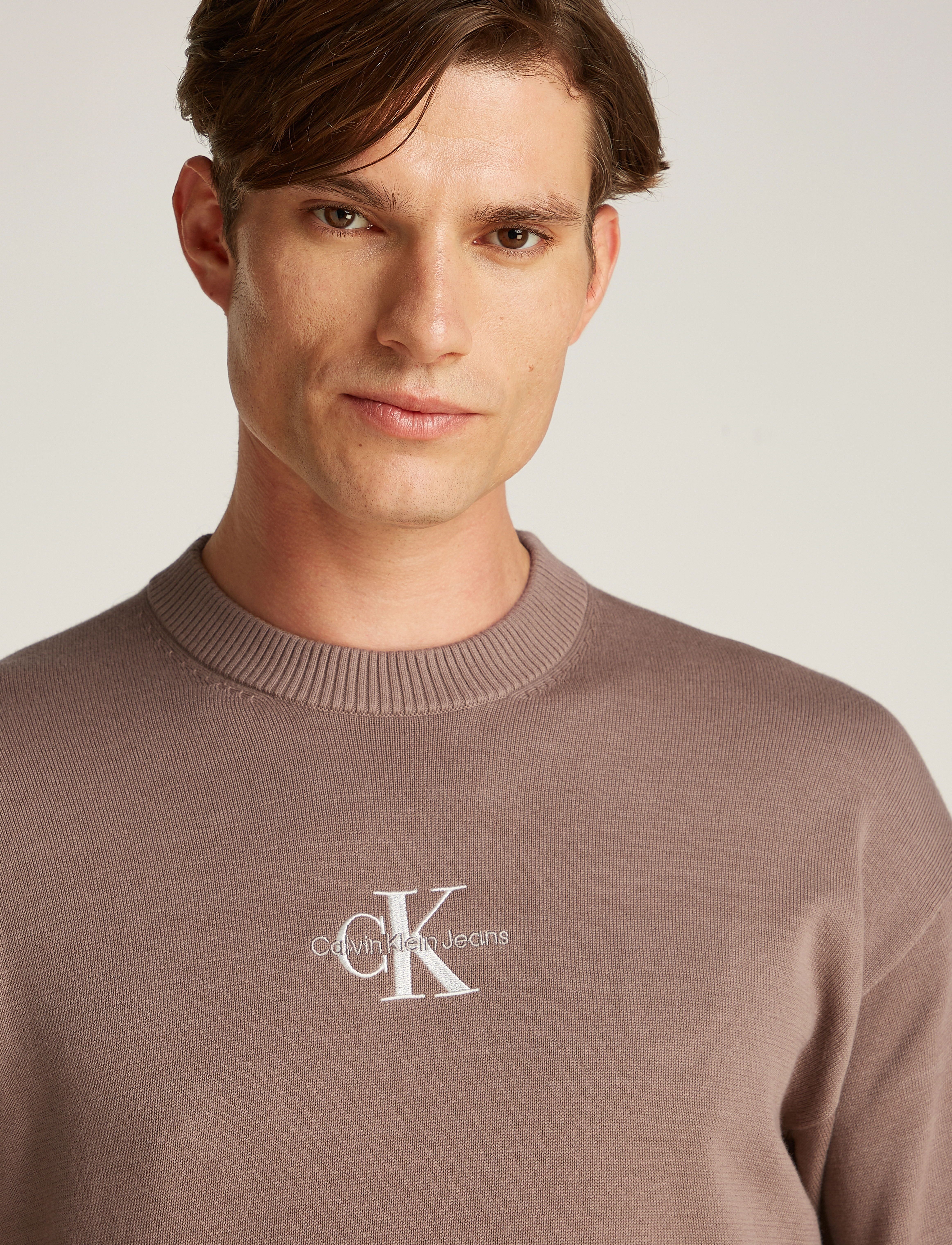 Calvin Klein Jeans - MONOLOGO SWEATER - taupe gray - 3