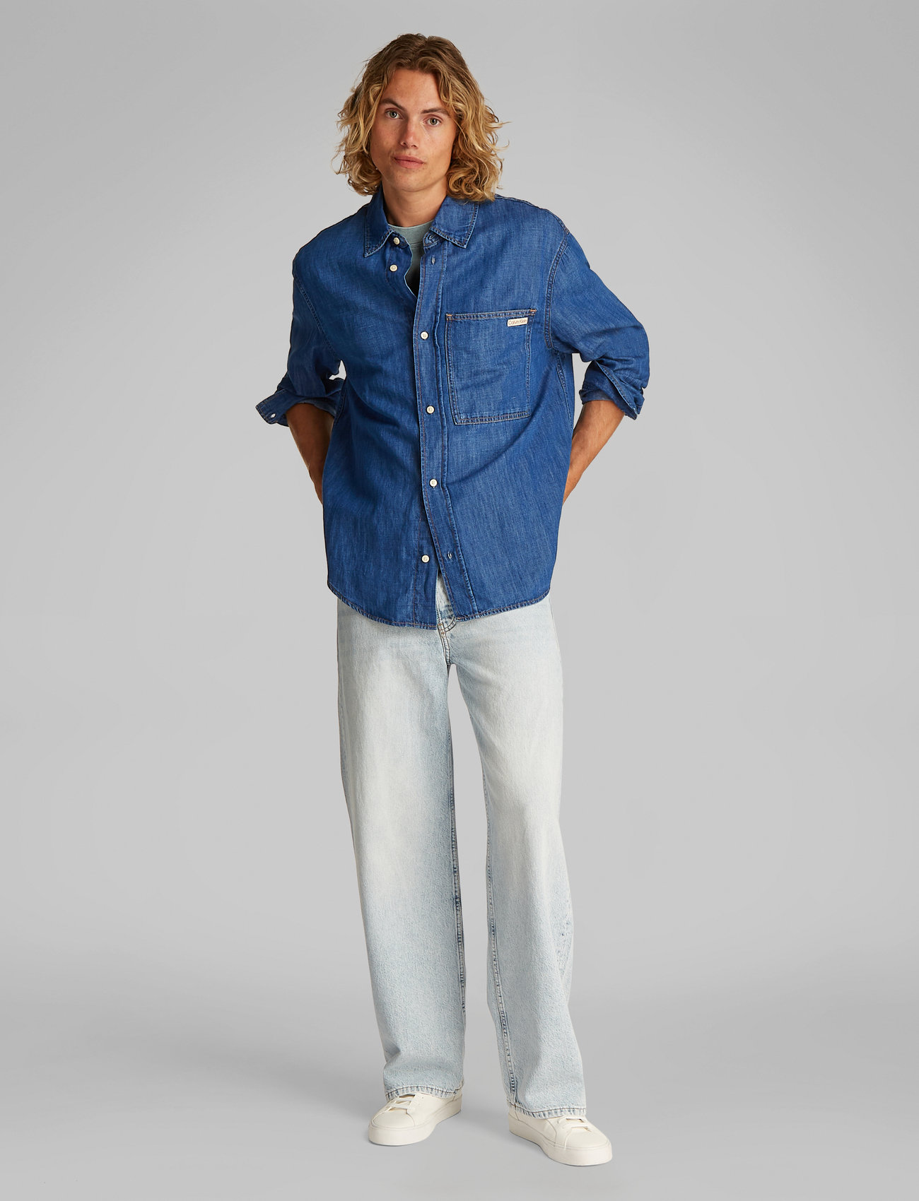 Calvin Klein Jeans - REGULAR LINEAR DENIM SHIRT - denim medium - 0