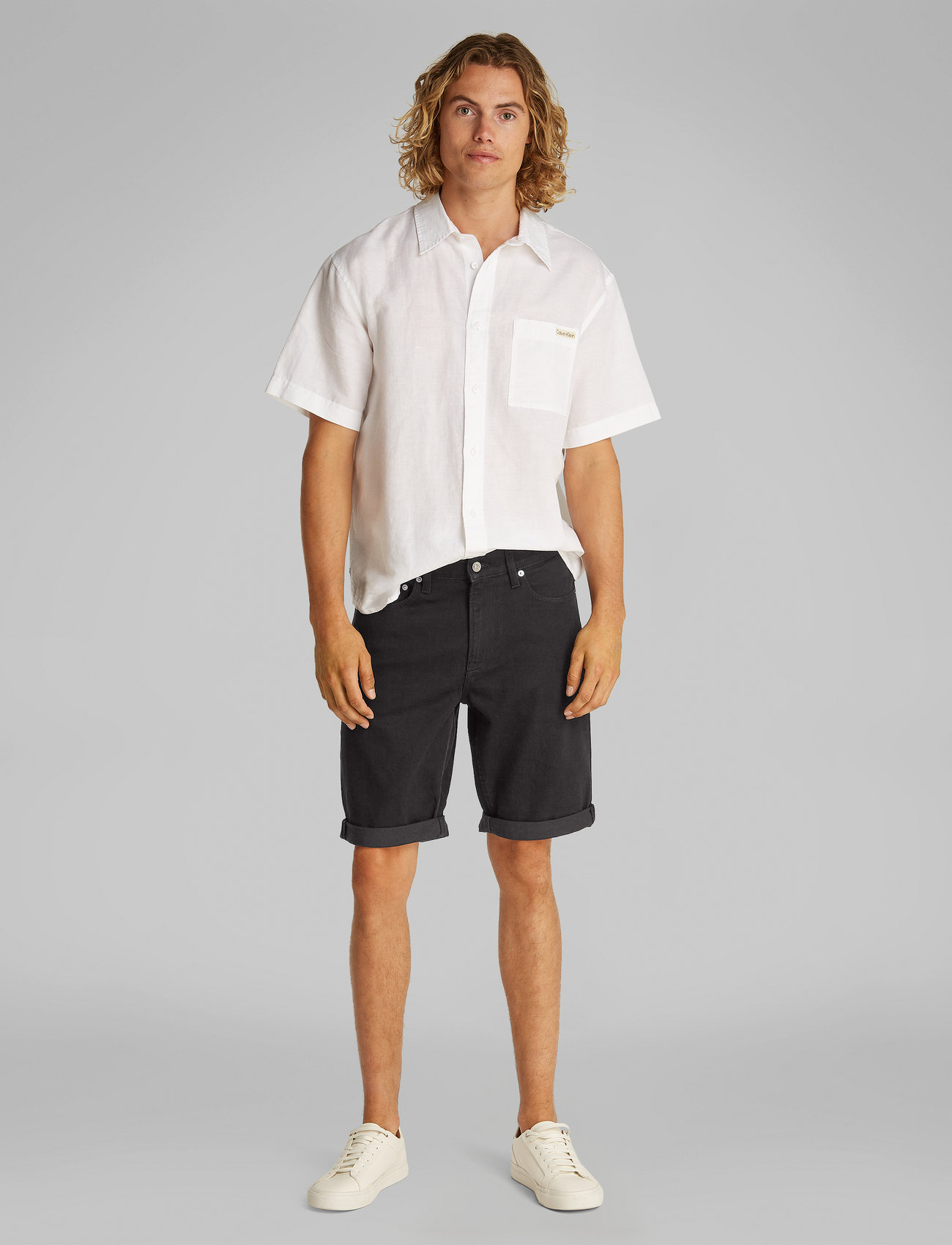 Calvin Klein Jeans - SLIM SHORT - jorts - denim black - 0