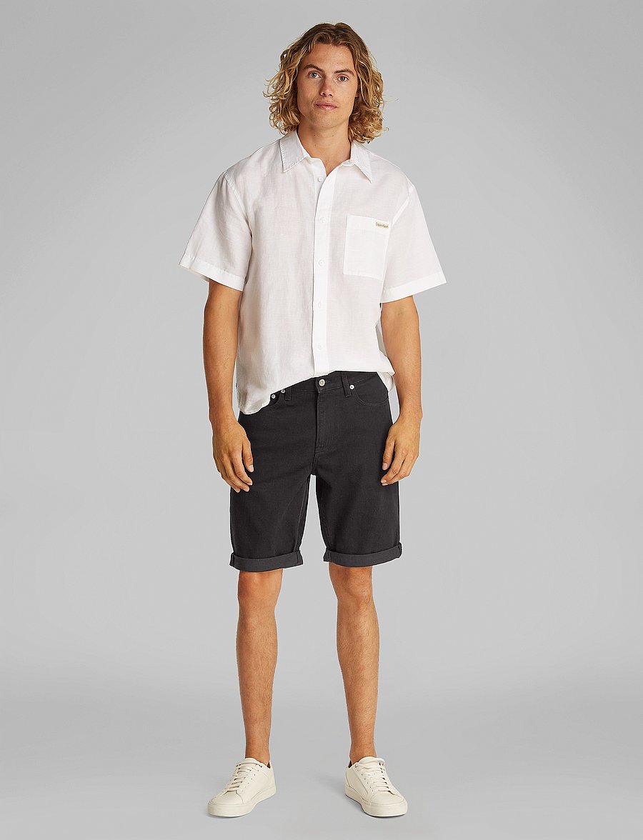 Calvin Klein Jeans - SLIM SHORT - gallastuttbuxur - denim black - 0