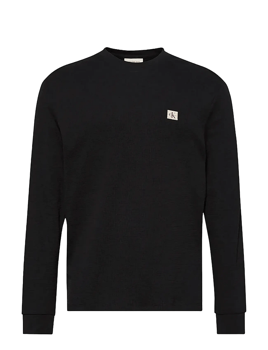 Calvin Klein Jeans - LS WAFFLE HERITAGE LBL TEE - langärmelig - black - 1