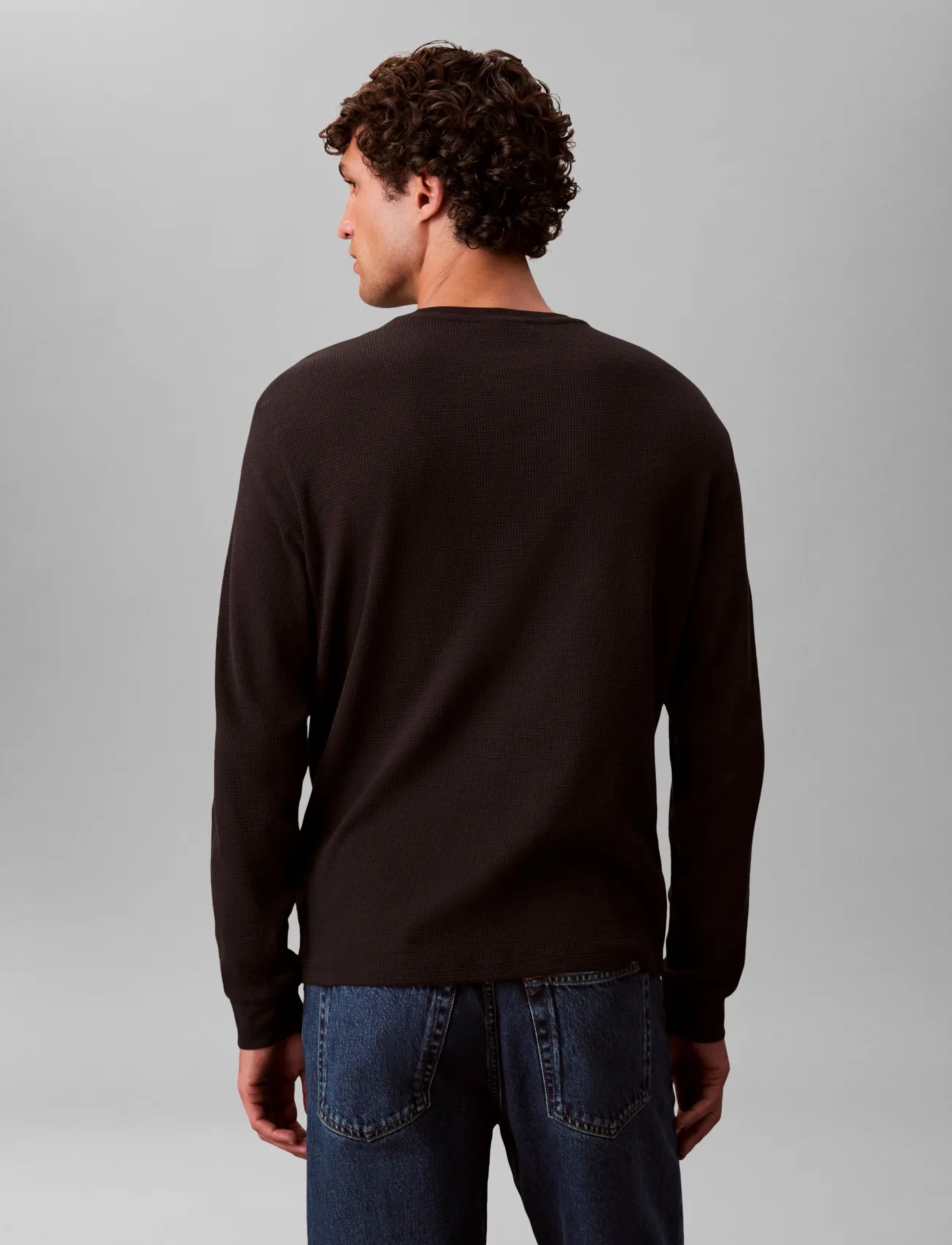 Calvin Klein Jeans - LS WAFFLE HERITAGE LBL TEE - langärmelig - black - 3