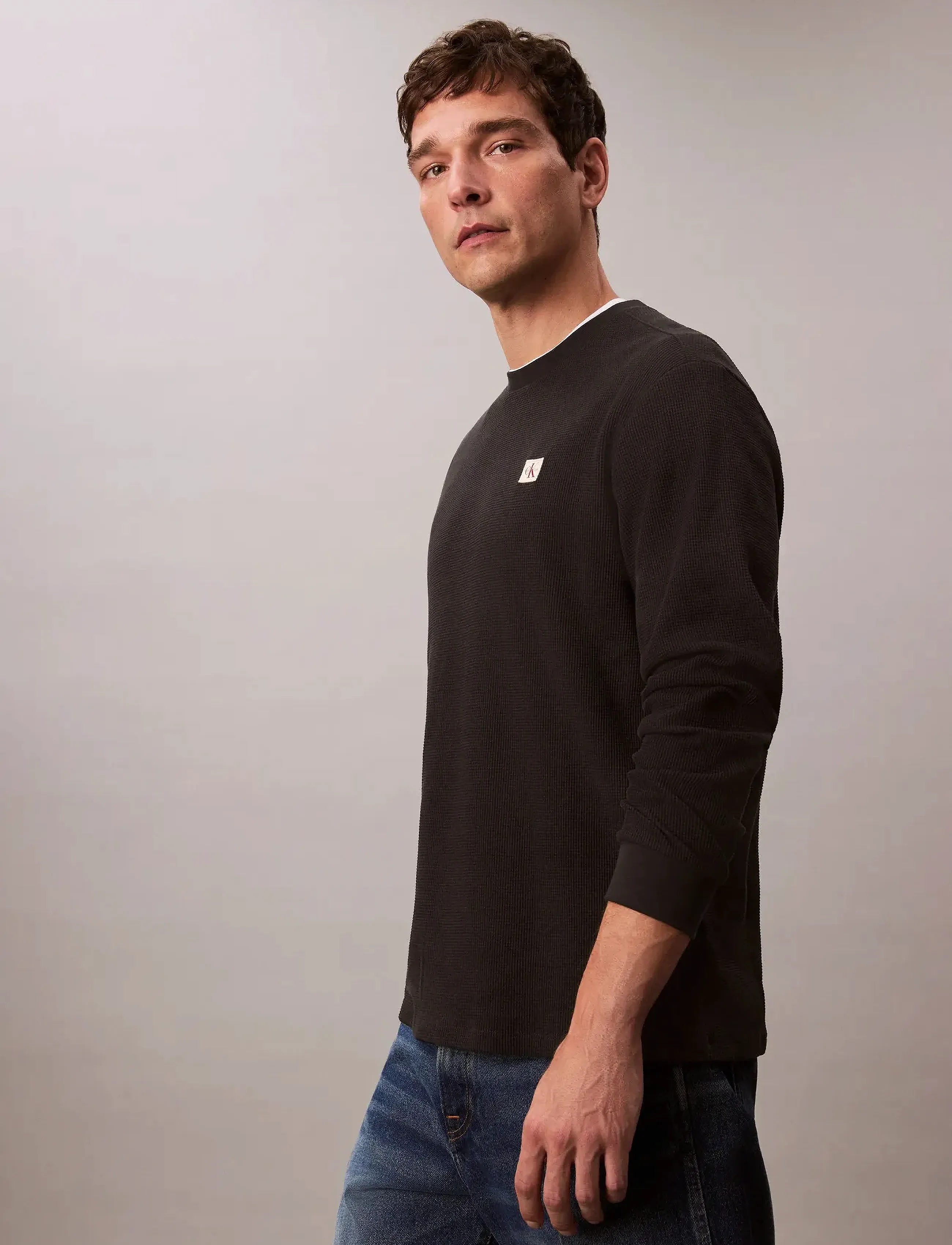 Calvin Klein Jeans Ls Microwaffle Heritage Lbl Tee långärmade t-shirts herr – bild 6