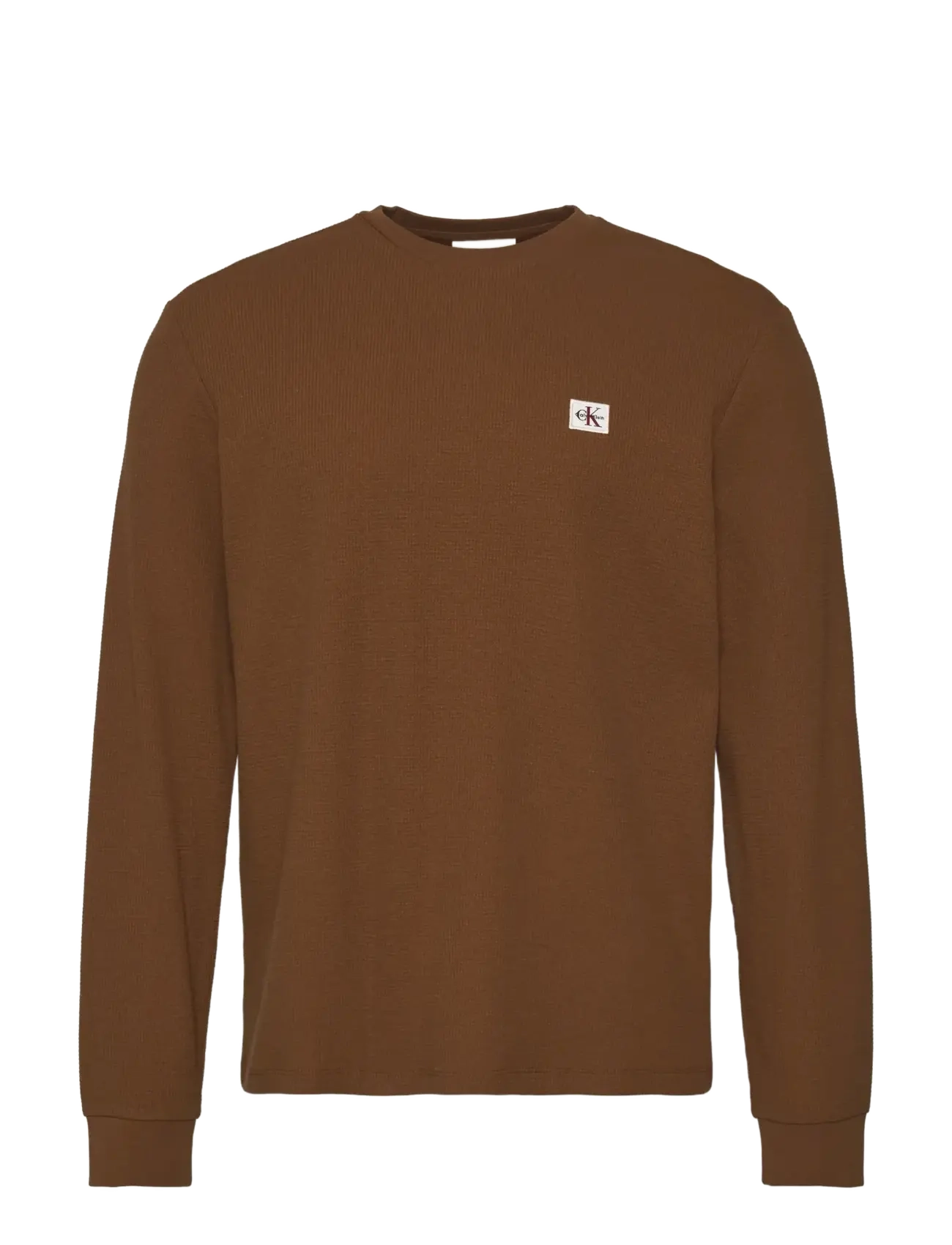 Calvin Klein Jeans LS WAFFLE BADGE CREWNK TEE - T-särgid - BRONZE GOLD / brown