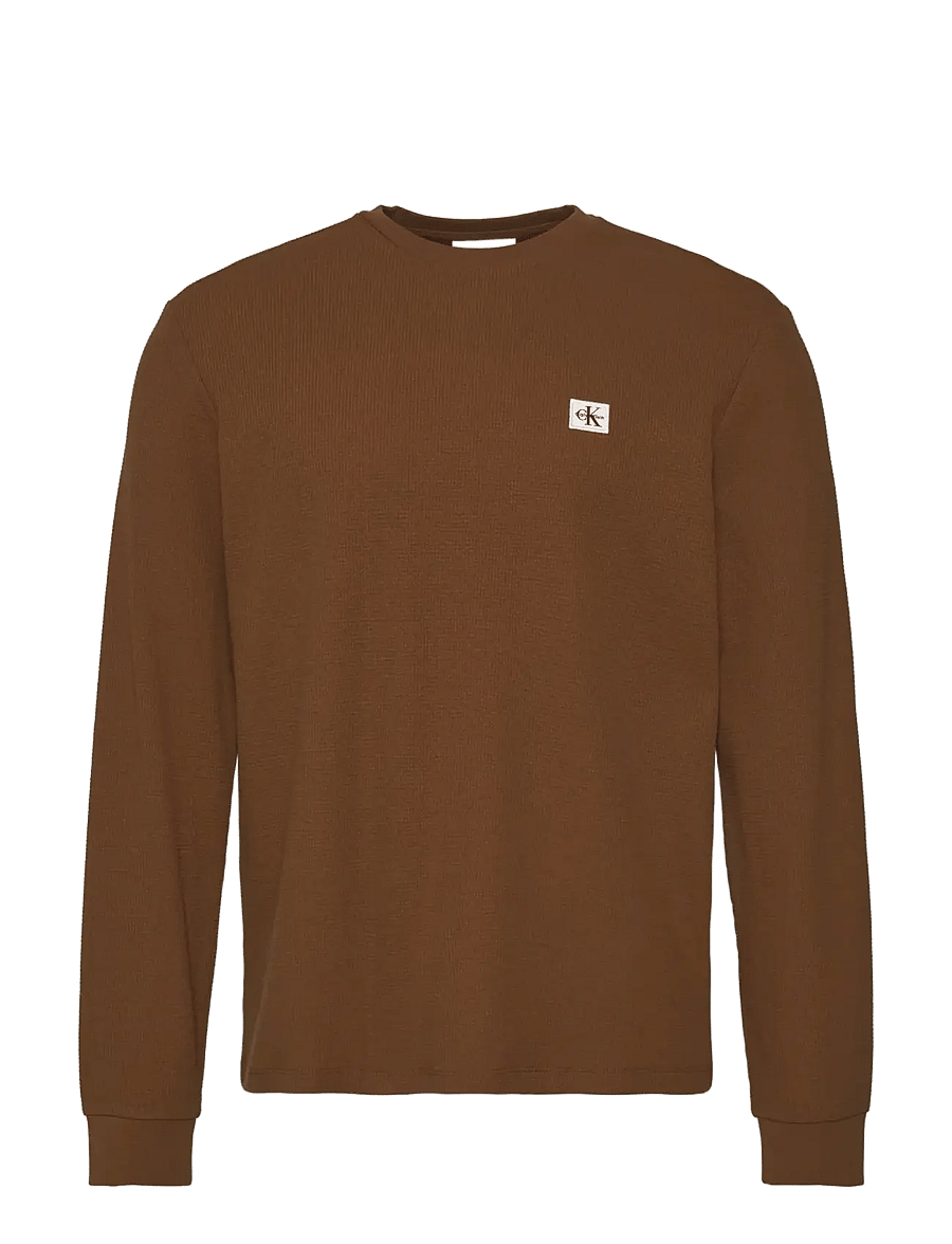 Calvin Klein Jeans - LS WAFFLE BADGE CREWNK TEE - langärmelig - bronze gold - 1