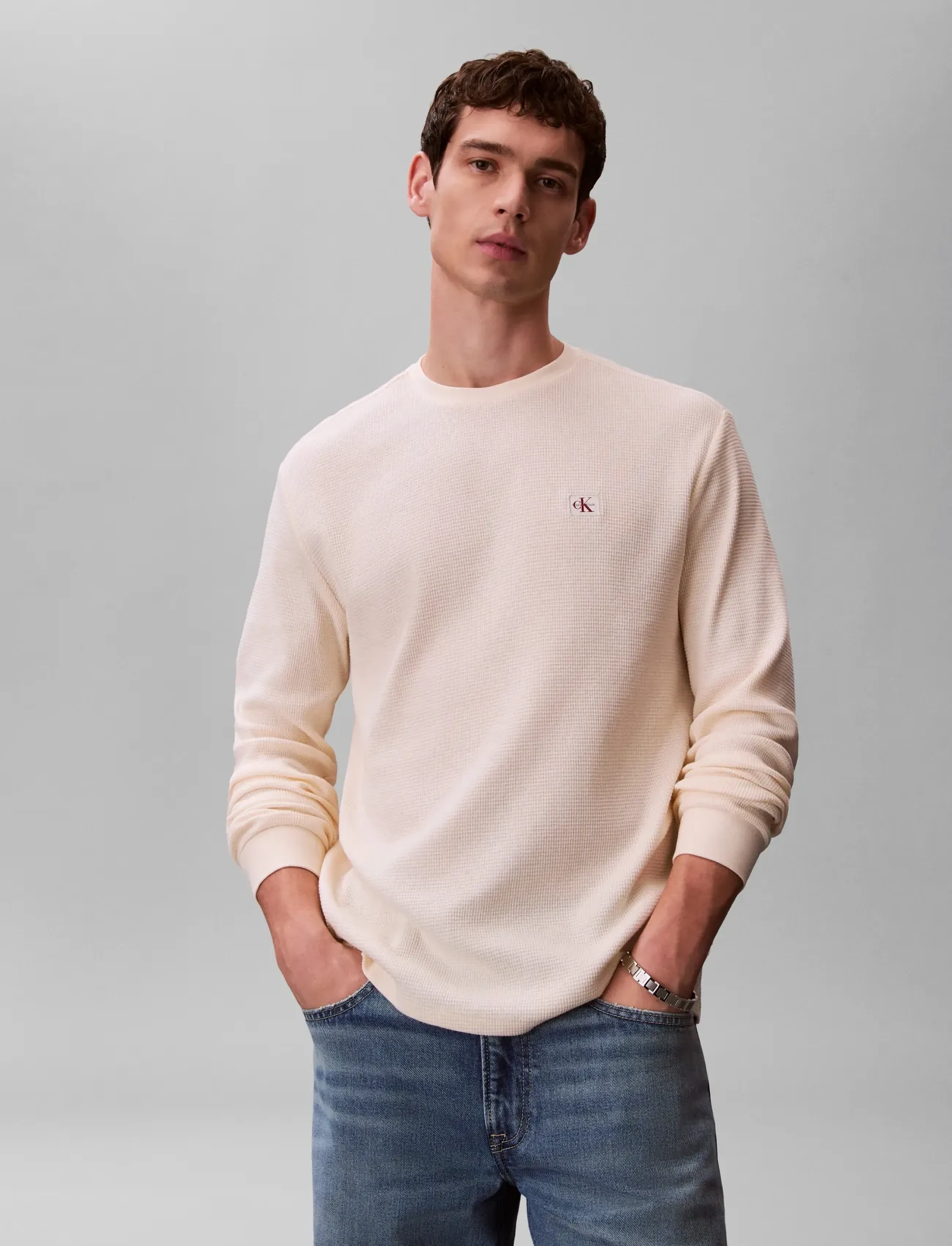 Calvin Klein Jeans - LS WAFFLE BADGE CREWNK TEE - pikkade varrukatega t-särgid - calico - 3