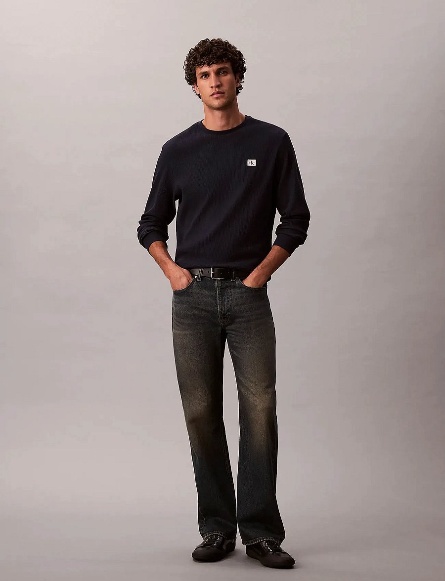 Calvin Klein Jeans - LS WAFFLE BADGE CREWNK TEE - langärmelig - dark sapphire - 2