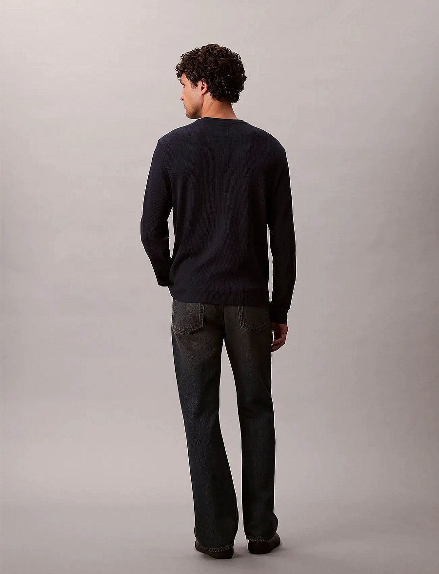 Calvin Klein Jeans - LS WAFFLE BADGE CREWNK TEE - langärmelig - dark sapphire - 5