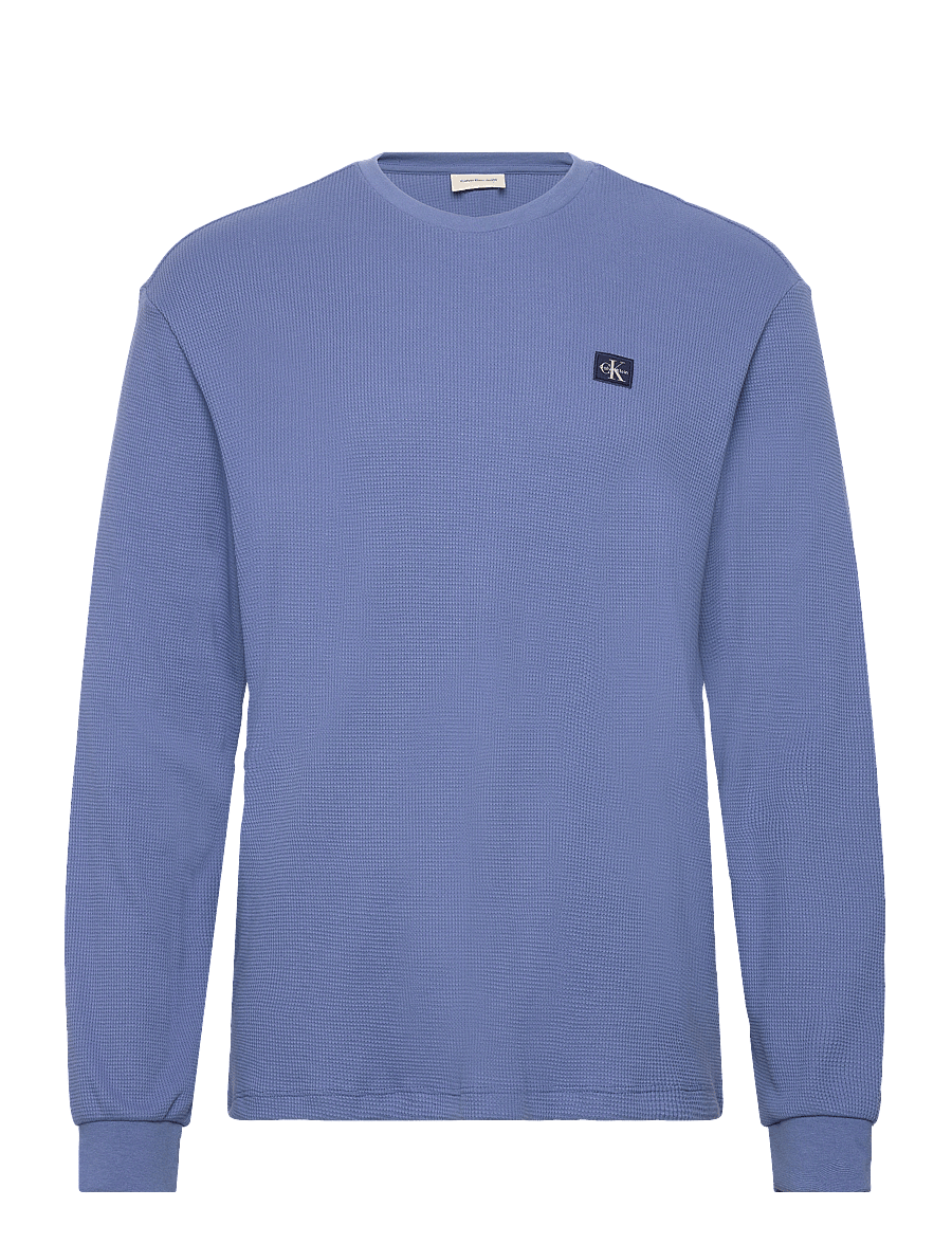 Calvin Klein Jeans - LS WAFFLE HERITAGE LBL TEE - langärmelig - dull nile blue - 1