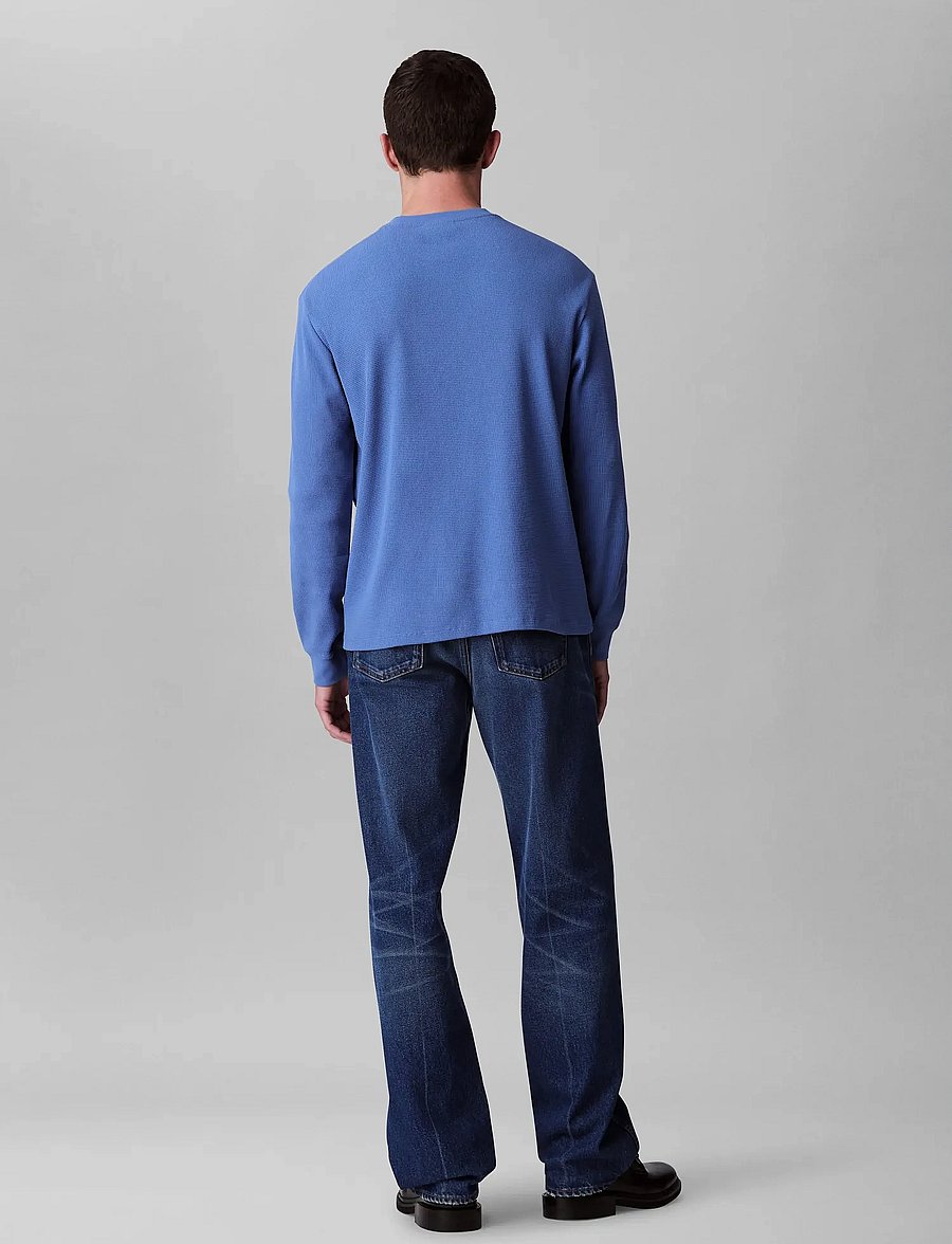 Calvin Klein Jeans - LS WAFFLE HERITAGE LBL TEE - langärmelig - dull nile blue - 4