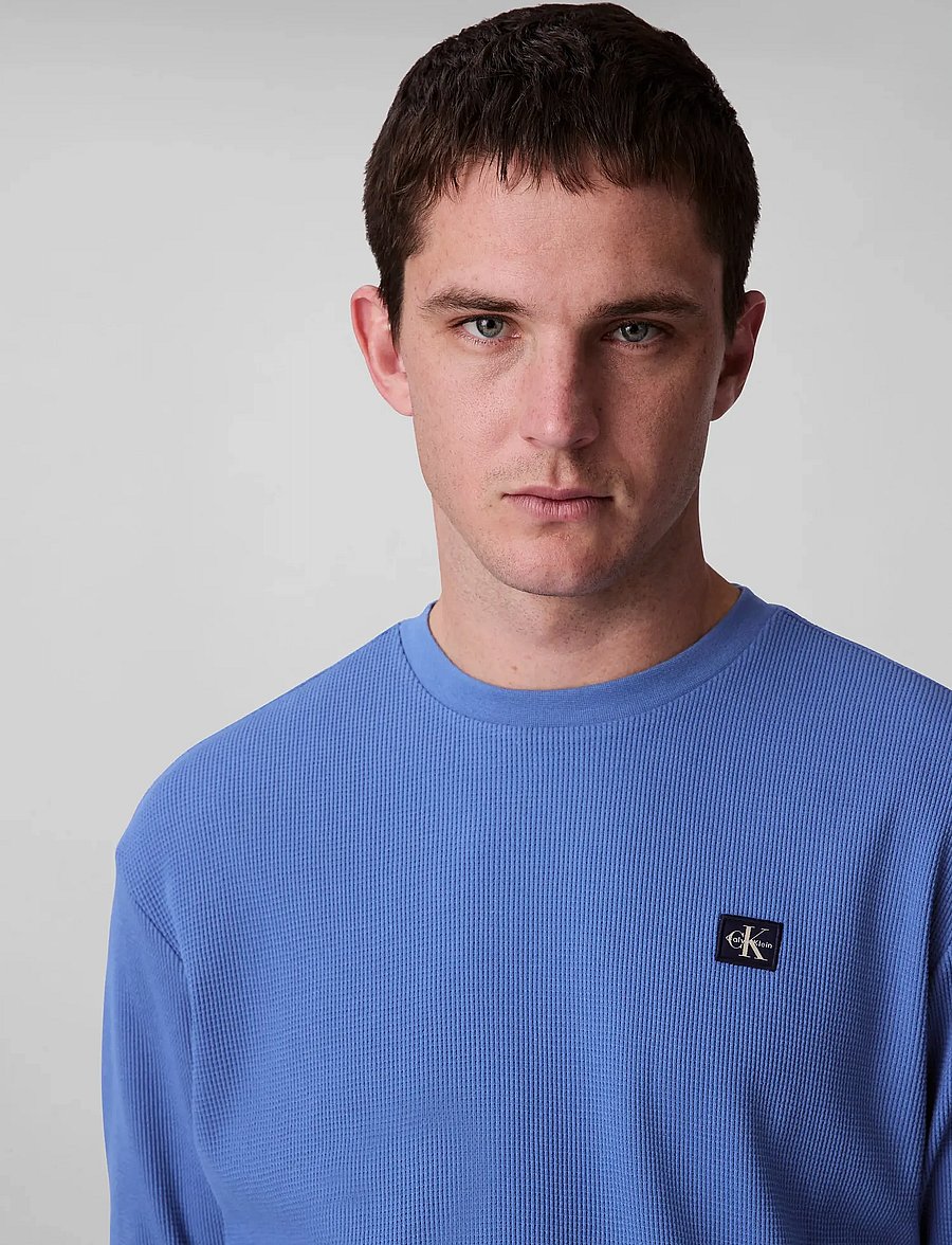 Calvin Klein Jeans - LS WAFFLE HERITAGE LBL TEE - langärmelig - dull nile blue - 5