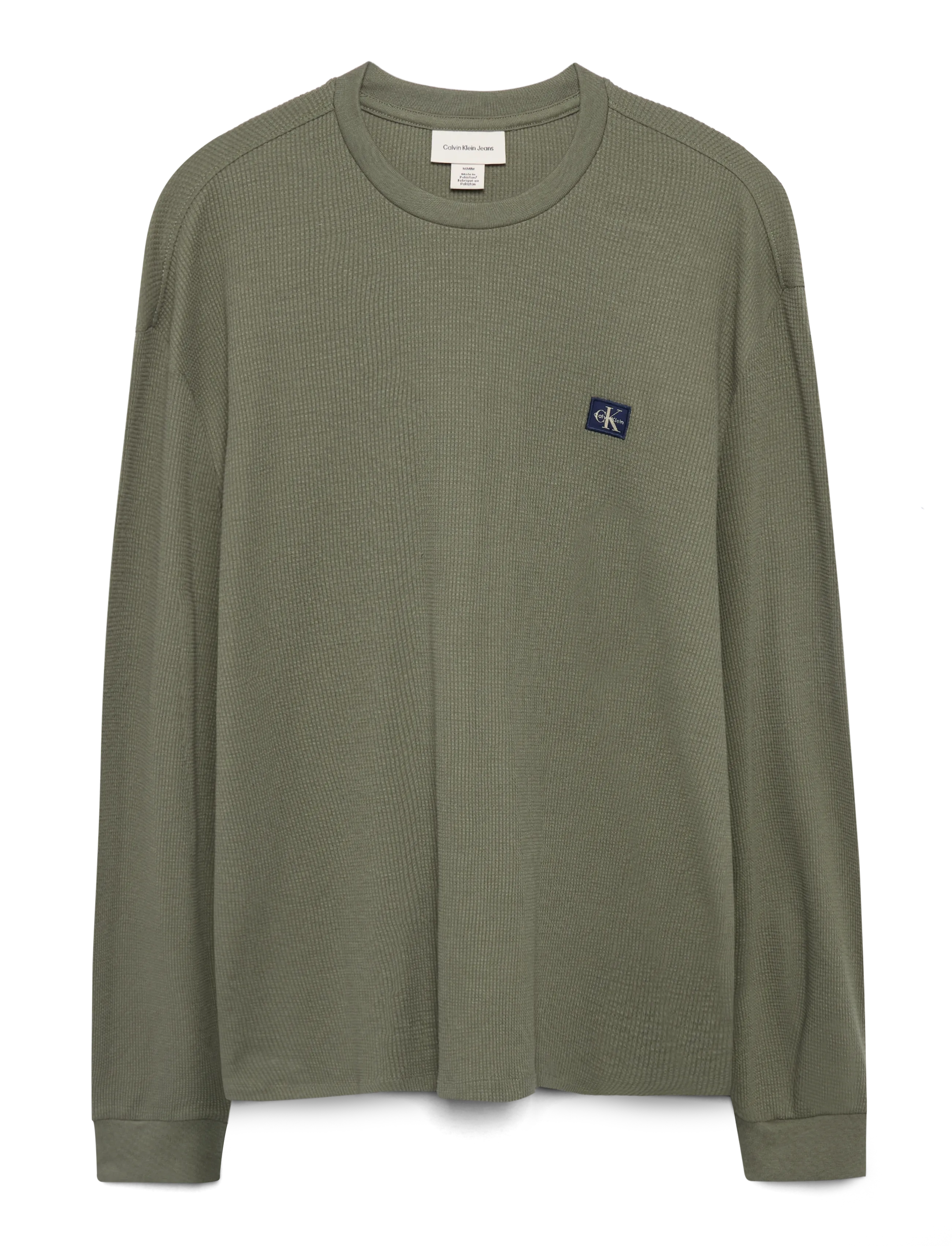 CALVIN KLEIN JEANS Ls Waffle Heritage Lbl Tee DUSTY OLIVE - XXL - Herren