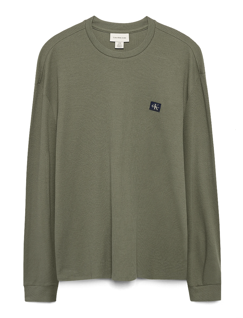 Calvin Klein Jeans - LS WAFFLE BADGE CREWNK TEE - langärmelig - dusty olive - 1