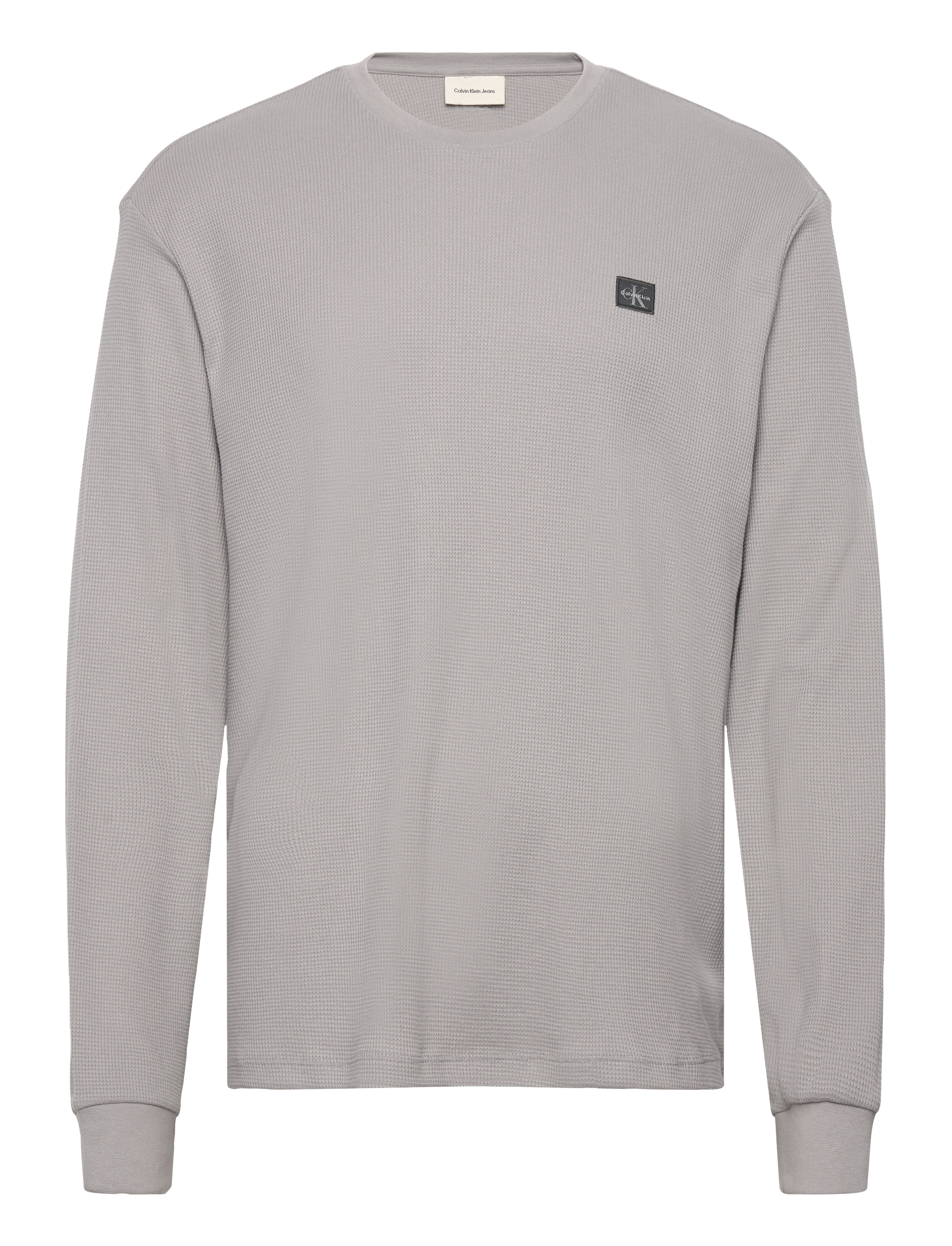 Calvin Klein Jeans LS WAFFLE BADGE CREWNK TEE - T-särgid - FORMAL GRAY / grey