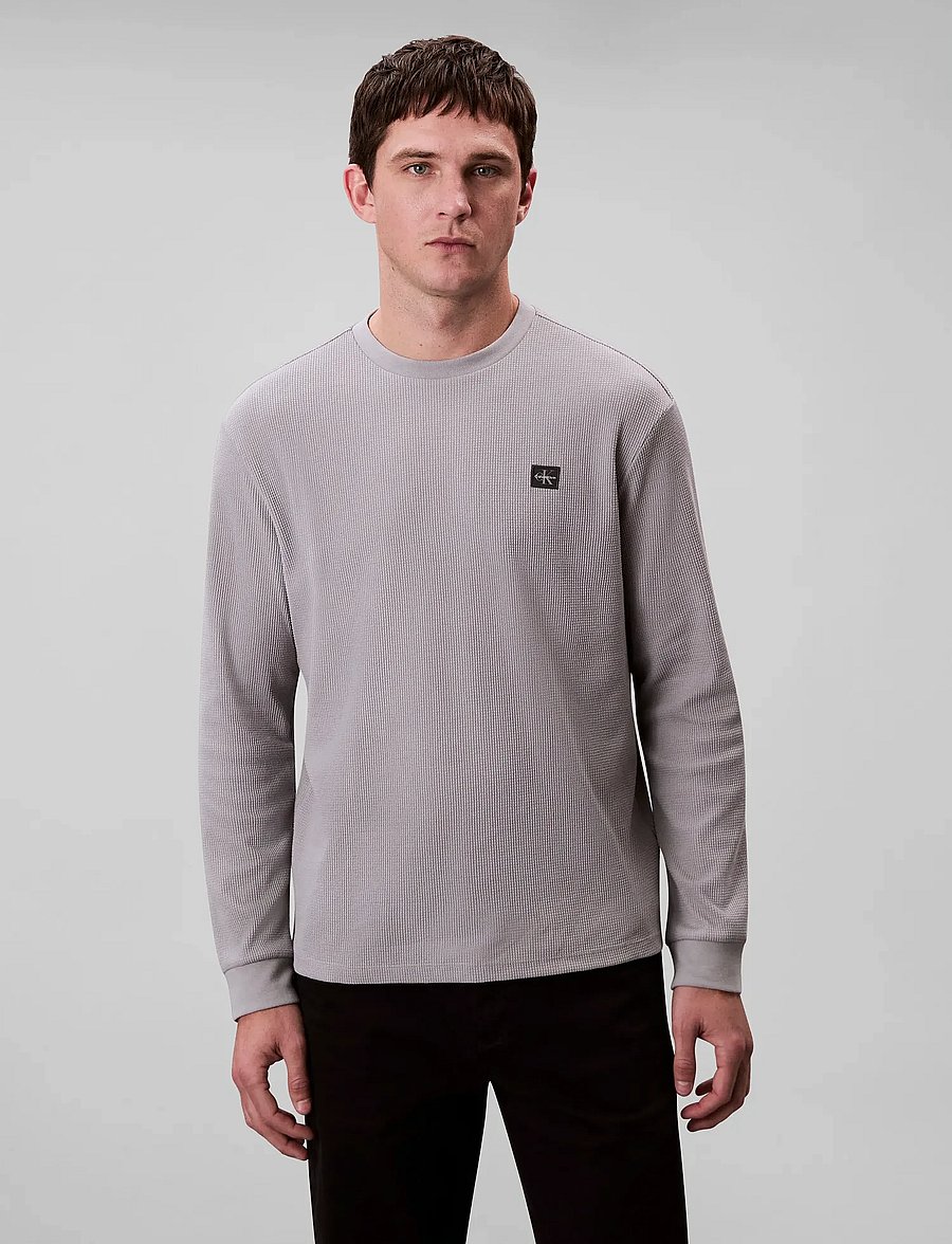 Calvin Klein Jeans - LS MICROWAFFLE HERITAGE LBL TEE - langärmelig - formal gray - 0