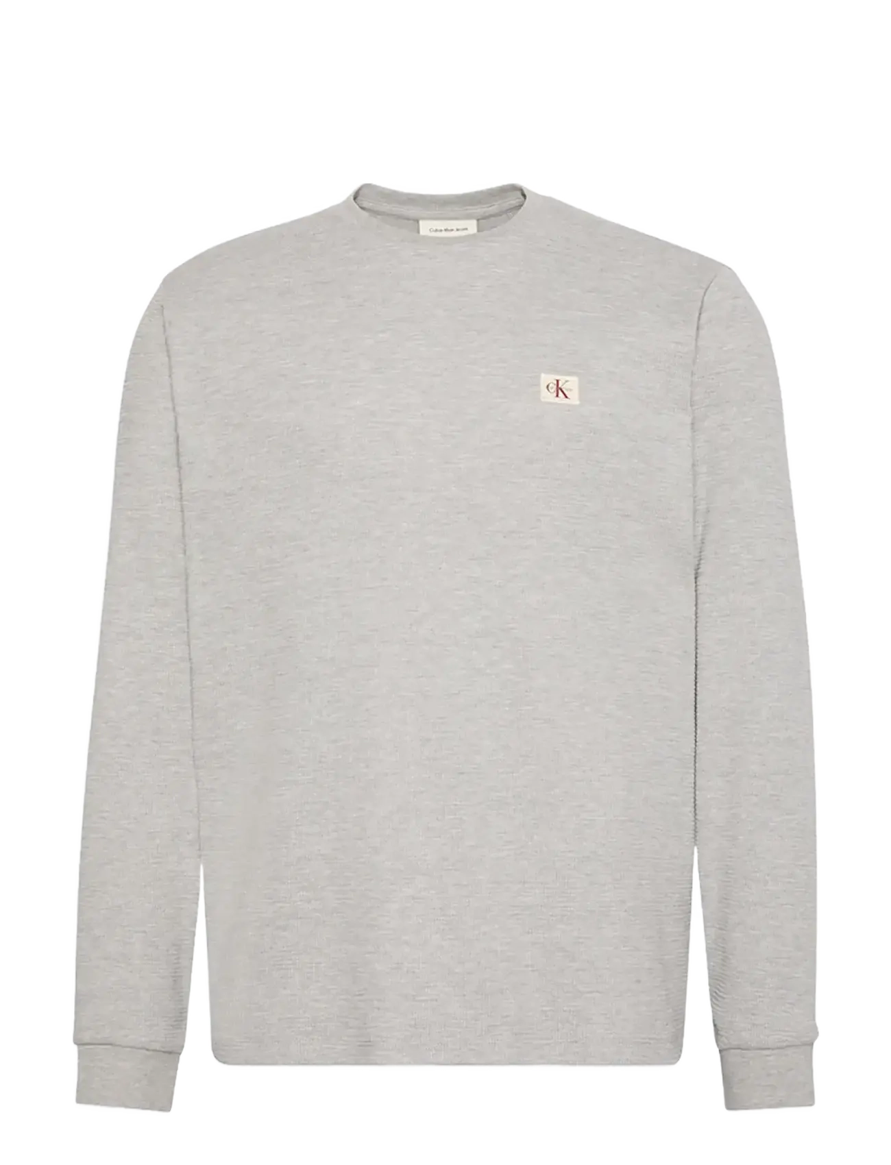 Calvin Klein Jeans LS WAFFLE BADGE CREWNK TEE - T-särgid - HEROIC GREY HTR / grey