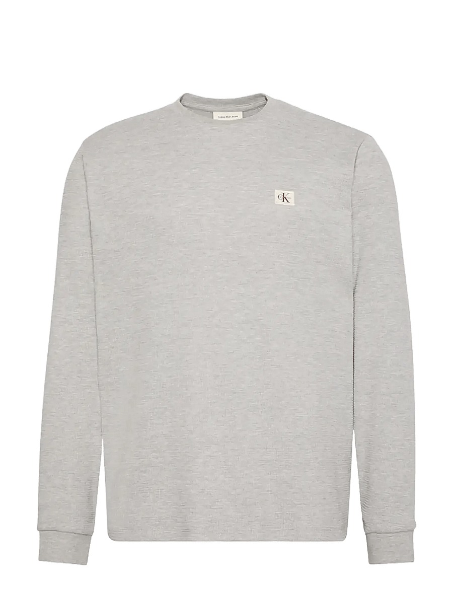 Calvin Klein Jeans - LS WAFFLE BADGE CREWNK TEE - langärmelig - heroic grey htr - 1