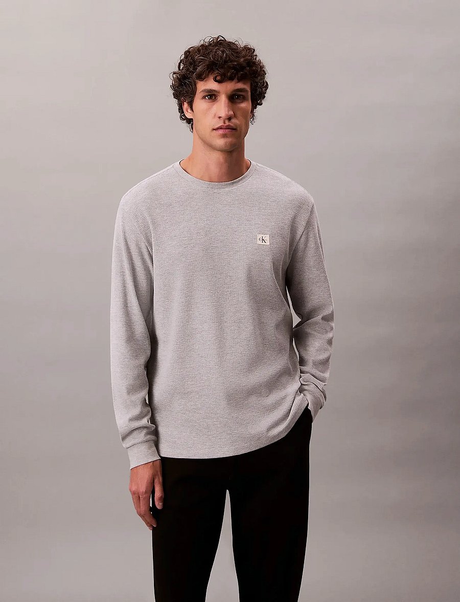 Calvin Klein Jeans - LS WAFFLE BADGE CREWNK TEE - langärmelig - heroic grey htr - 2