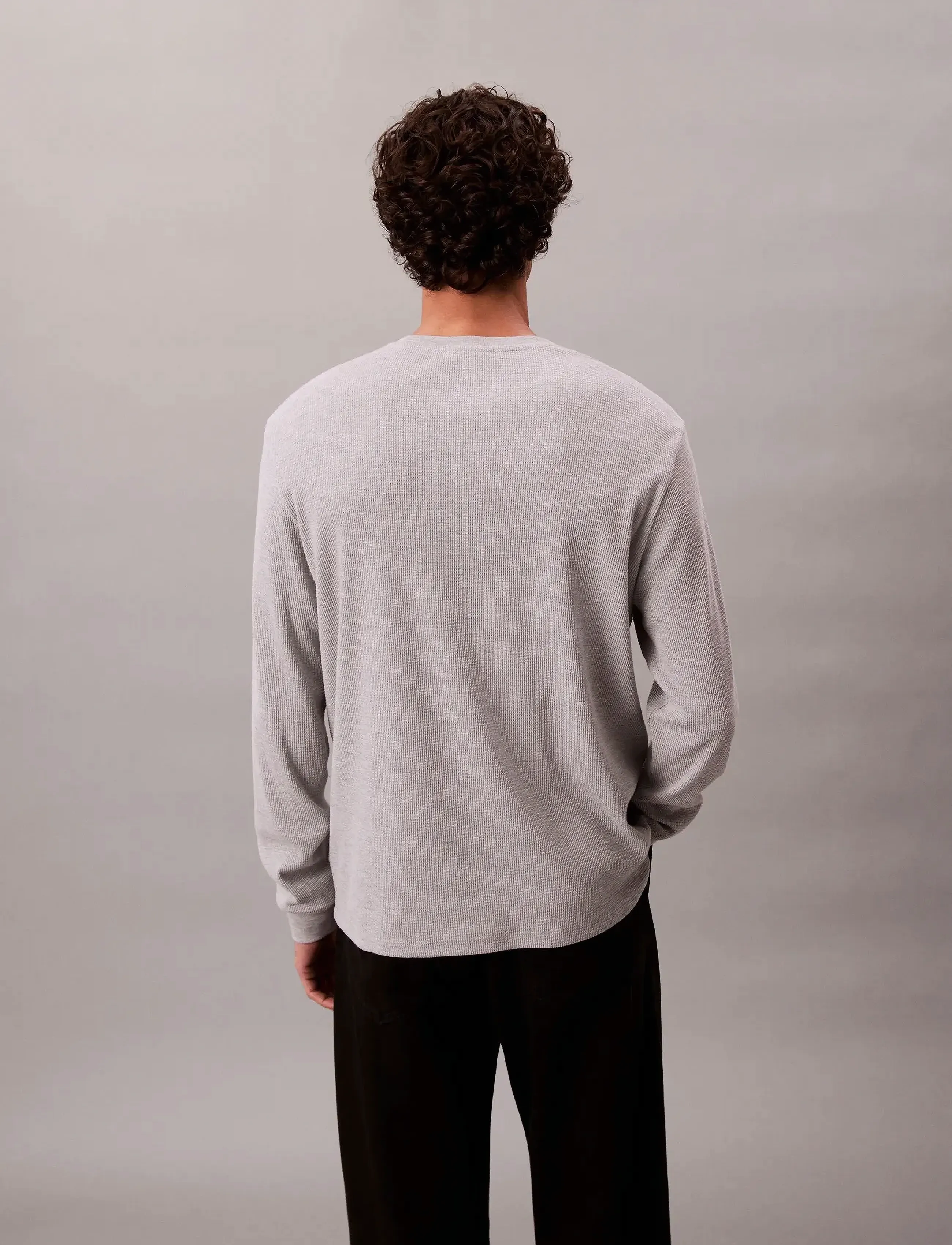 Calvin Klein Jeans - LS WAFFLE HERITAGE LBL TEE - lange mouwen - heroic grey htr - 4