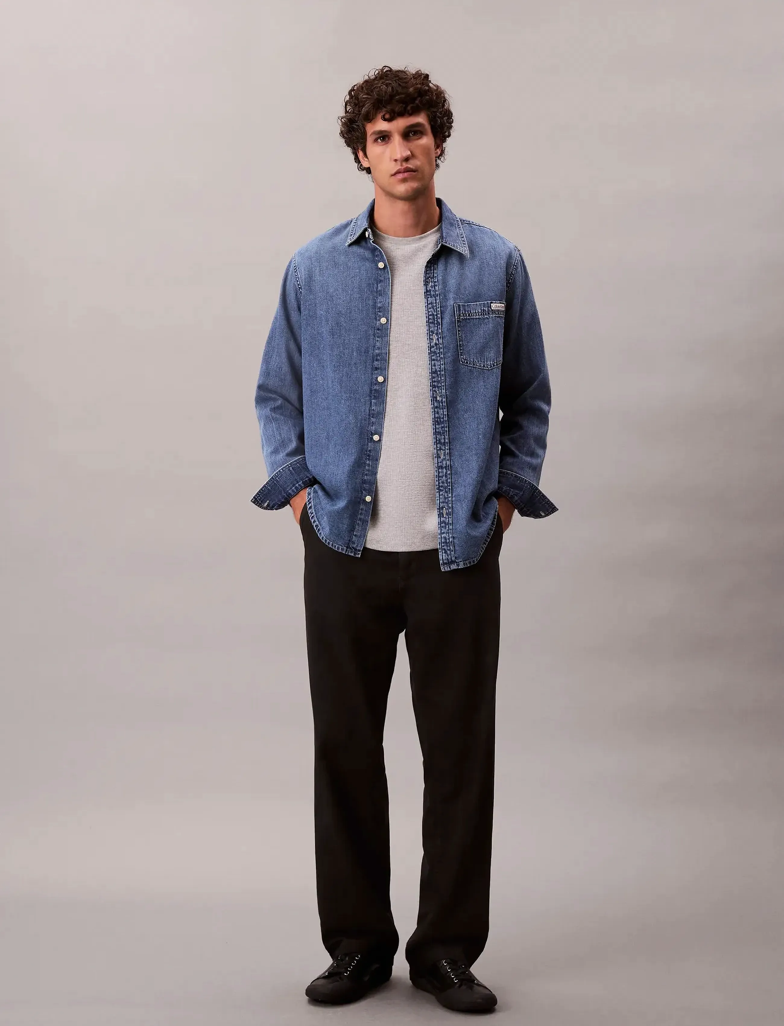 Calvin Klein Jeans - LS WAFFLE HERITAGE LBL TEE - lange mouwen - heroic grey htr - 5