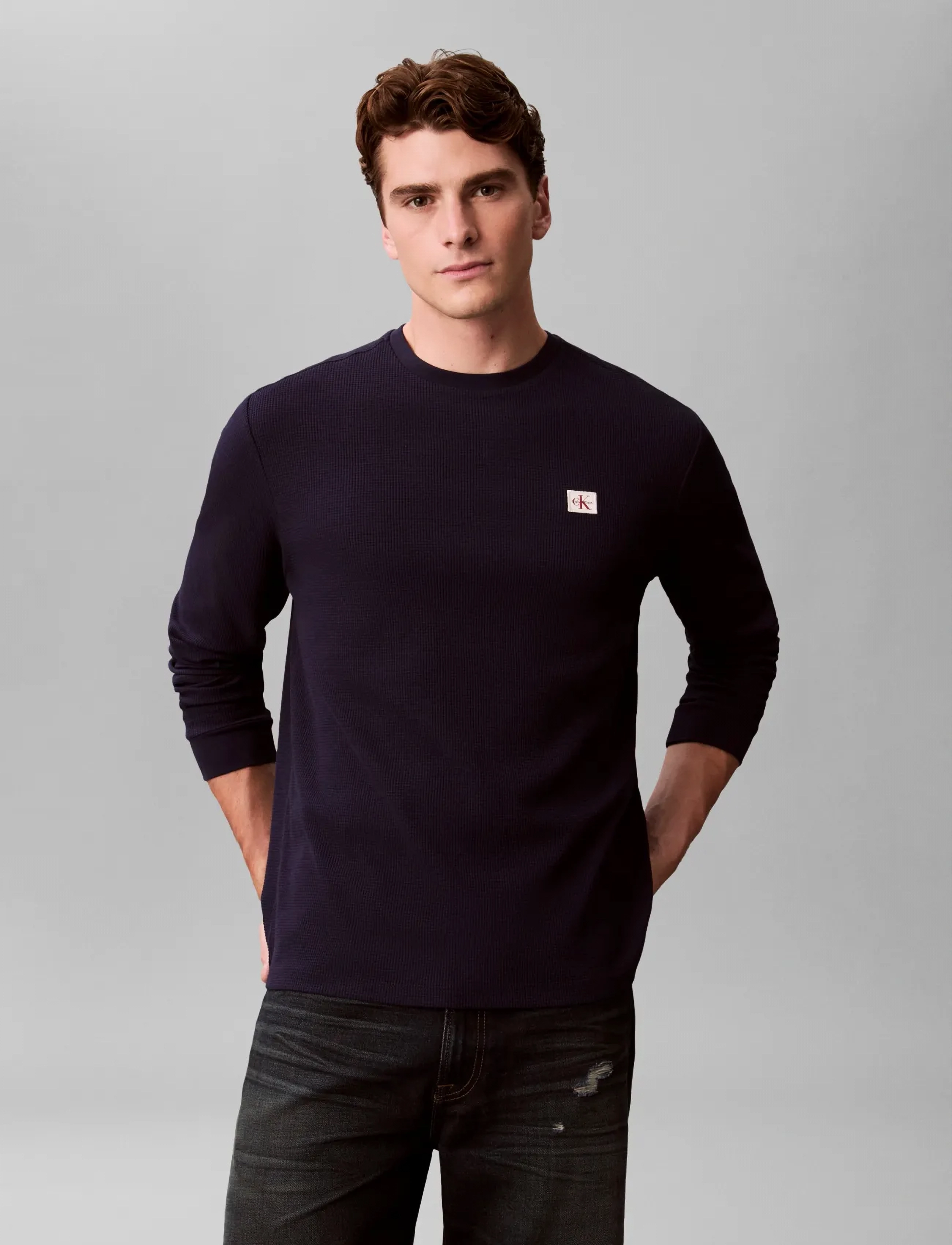 Calvin Klein Jeans Ls Microwaffle Heritage Lbl Tee långärmade t-shirts herr – bild 3