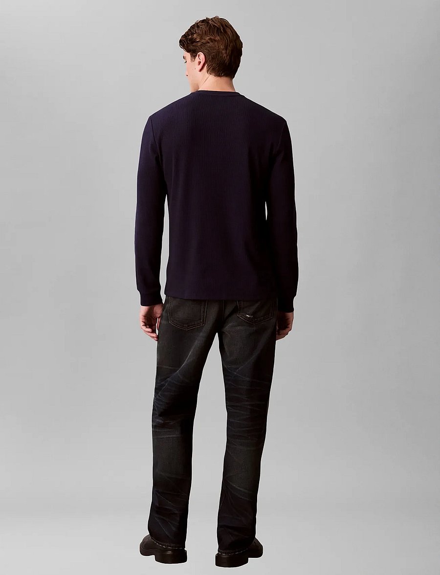 Calvin Klein Jeans - LS WAFFLE BADGE CREWNK TEE - langärmelig - maritime blue - 3