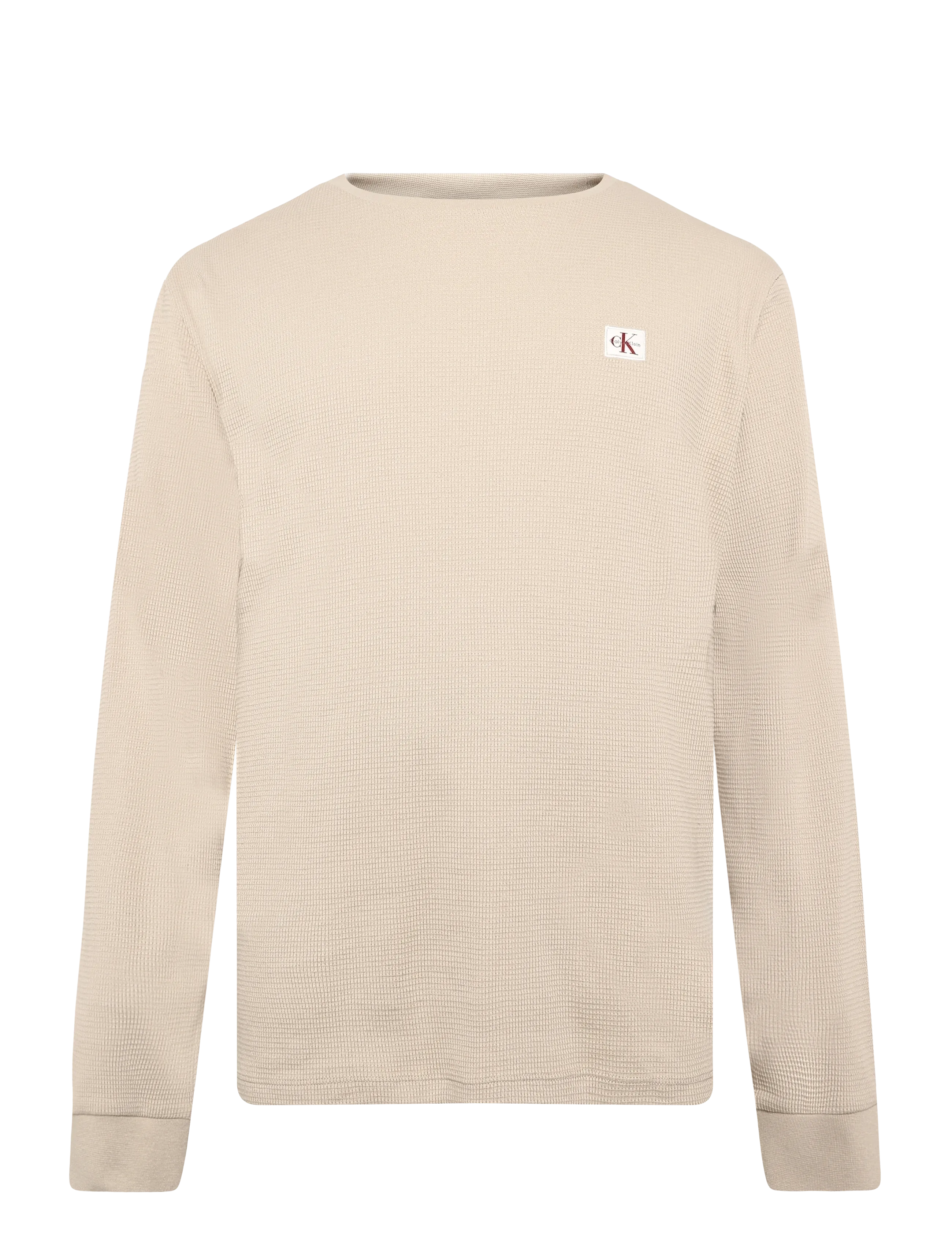 Calvin Klein Jeans LS WAFFLE BADGE CREWNK TEE - Tøj - PLAZA TAUPE / beige