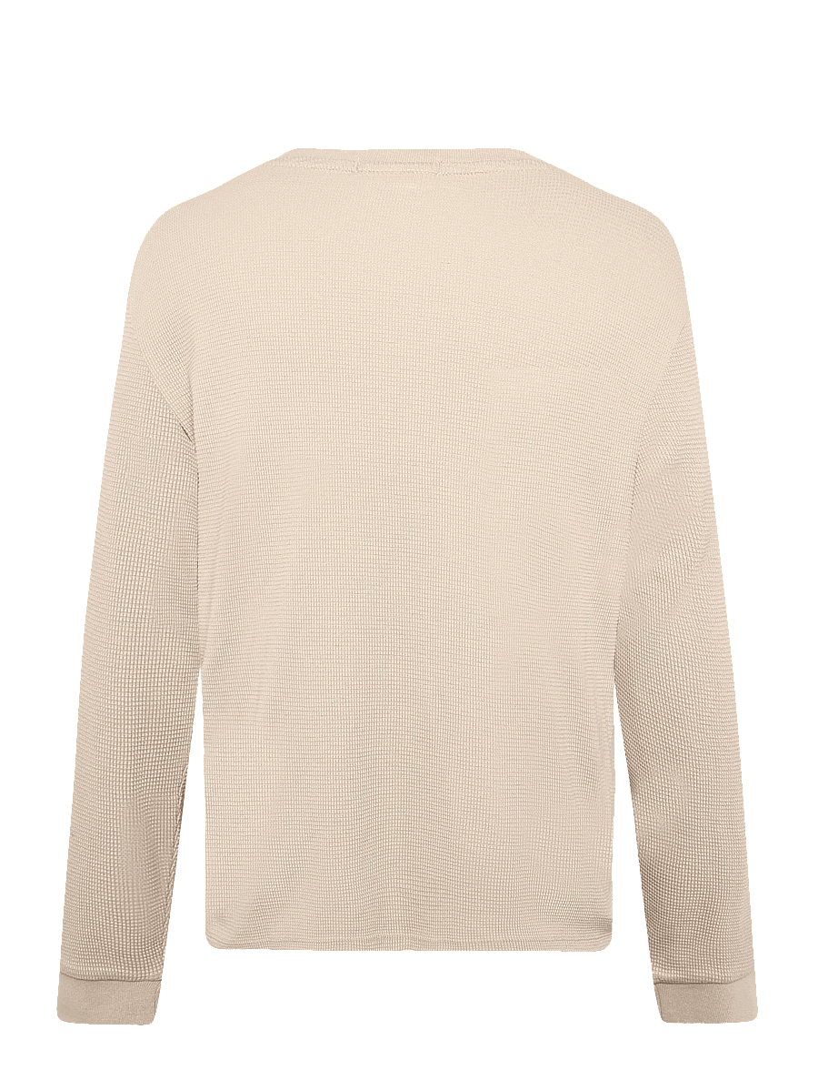 Calvin Klein Jeans - LS MICROWAFFLE HERITAGE LBL TEE - langärmelige t-shirts - plaza taupe - 1