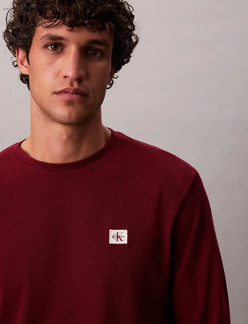 Calvin Klein Jeans - LS WAFFLE BADGE CREWNK TEE - langærmede t-shirts - renaissance red - 3