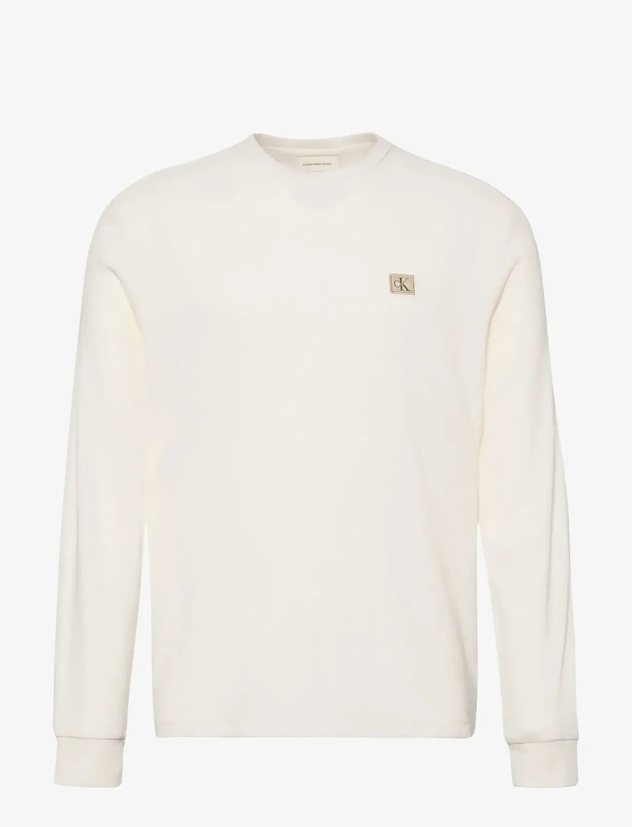 Calvin Klein Jeans - LS WAFFLE WOVEN LABEL CREWNK TEE - langärmelig - tofu - 1